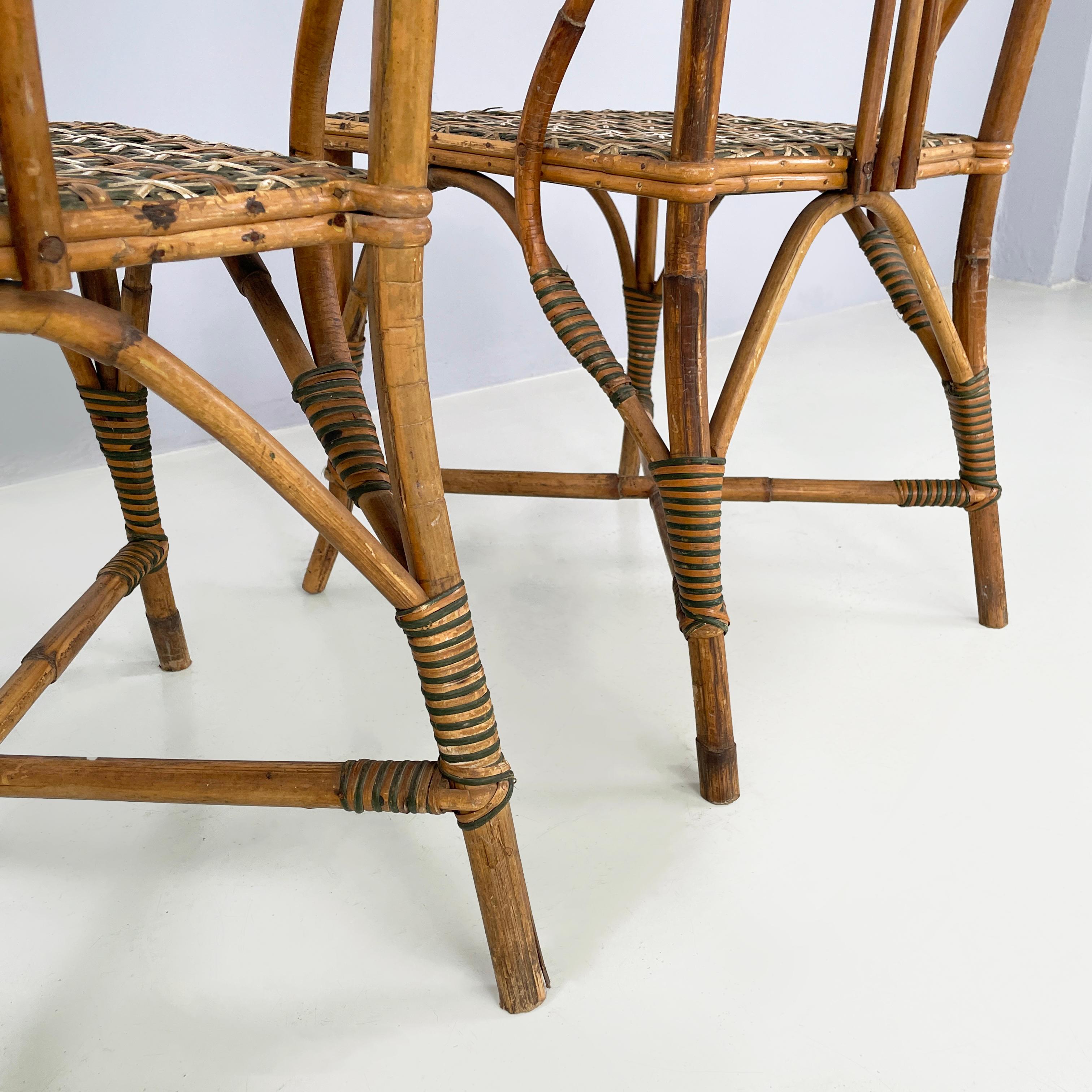 Italian Liberty outdoor chairs in rattan from Palazzo Falconi, early 1900s For Sale 13