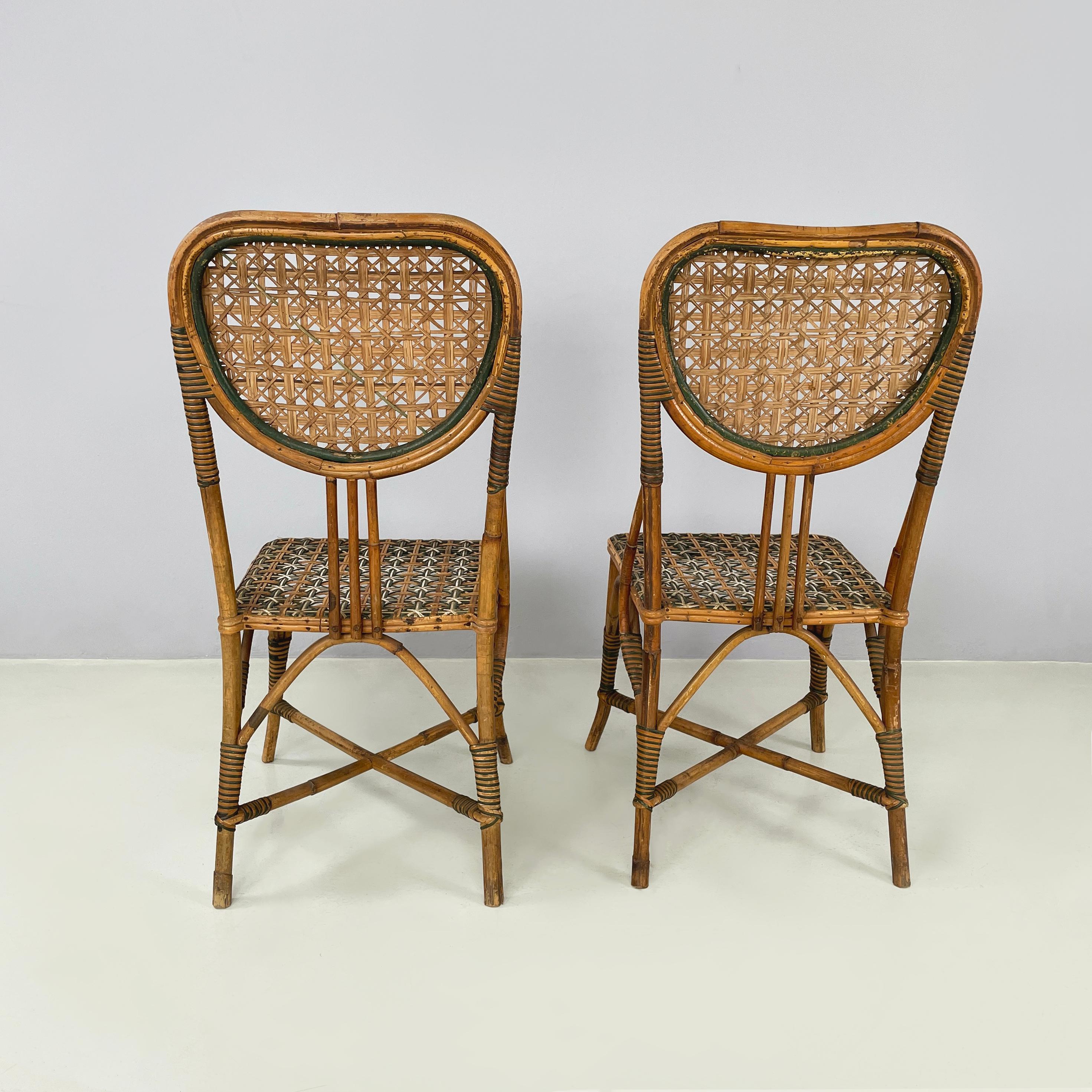 Art Deco Italian Liberty outdoor chairs in rattan from Palazzo Falconi, early 1900s For Sale