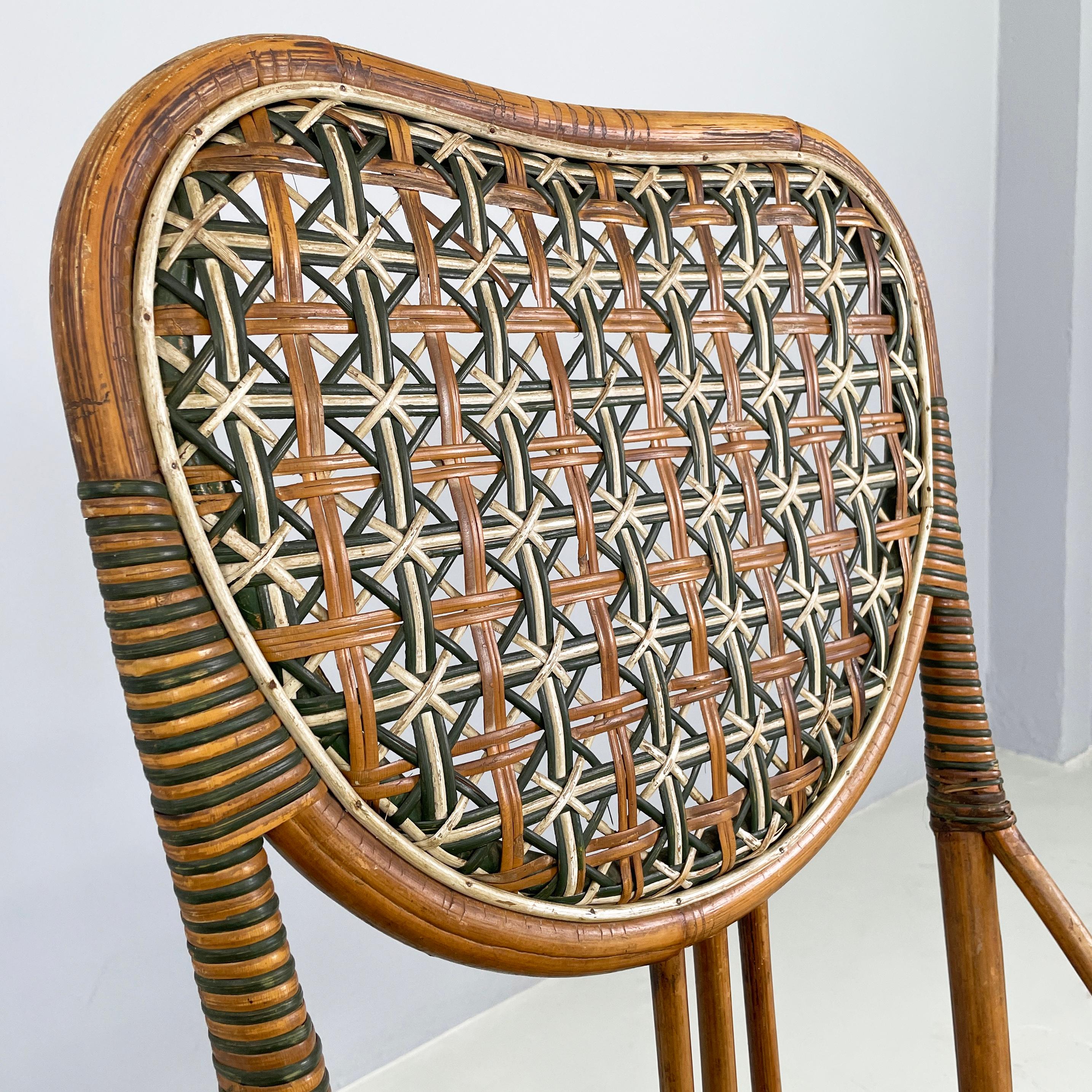 Italian Liberty outdoor chairs in rattan from Palazzo Falconi, early 1900s In Fair Condition For Sale In MIlano, IT