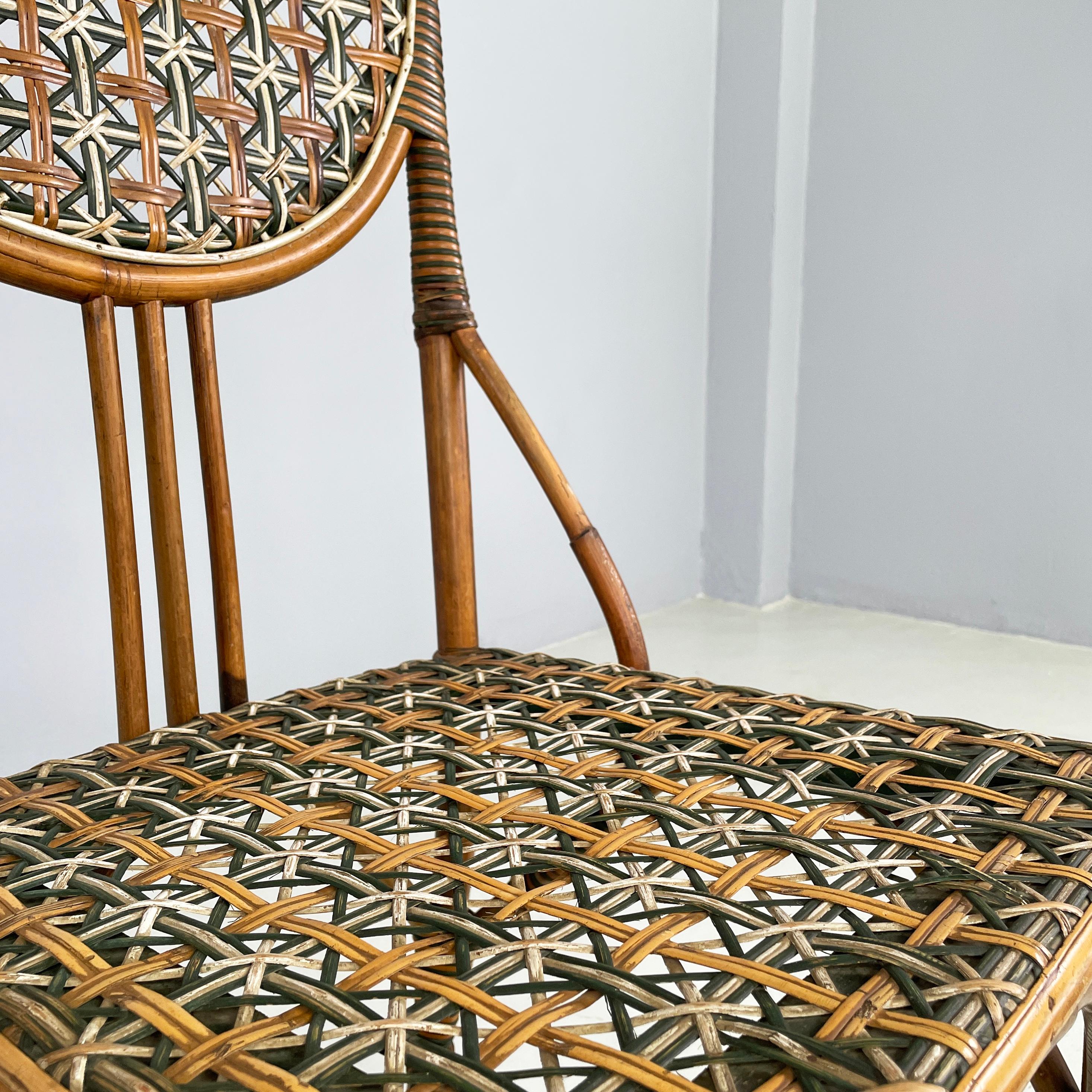 20th Century Italian Liberty outdoor chairs in rattan from Palazzo Falconi, early 1900s For Sale