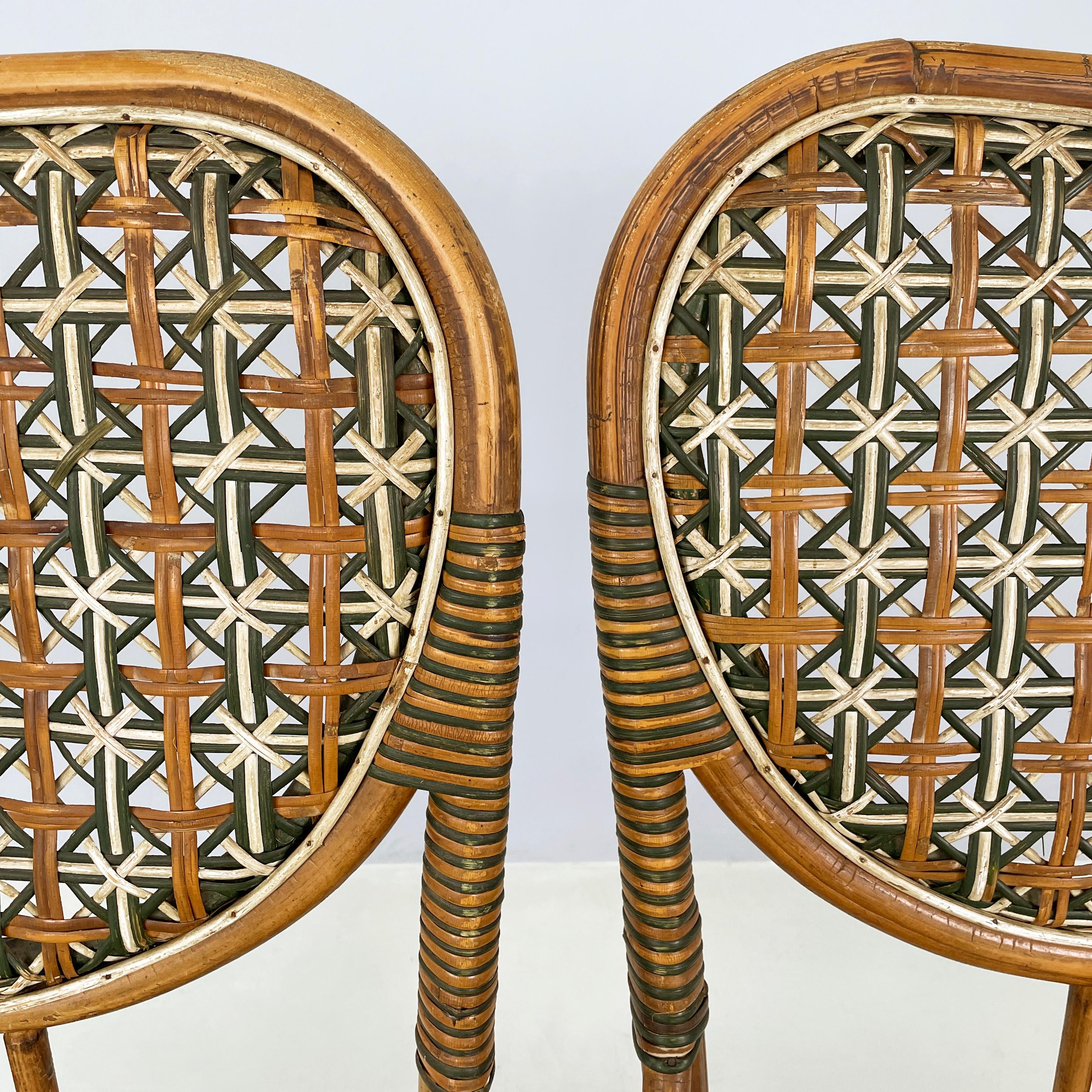 Rattan Italian Liberty outdoor chairs in rattan from Palazzo Falconi, early 1900s For Sale