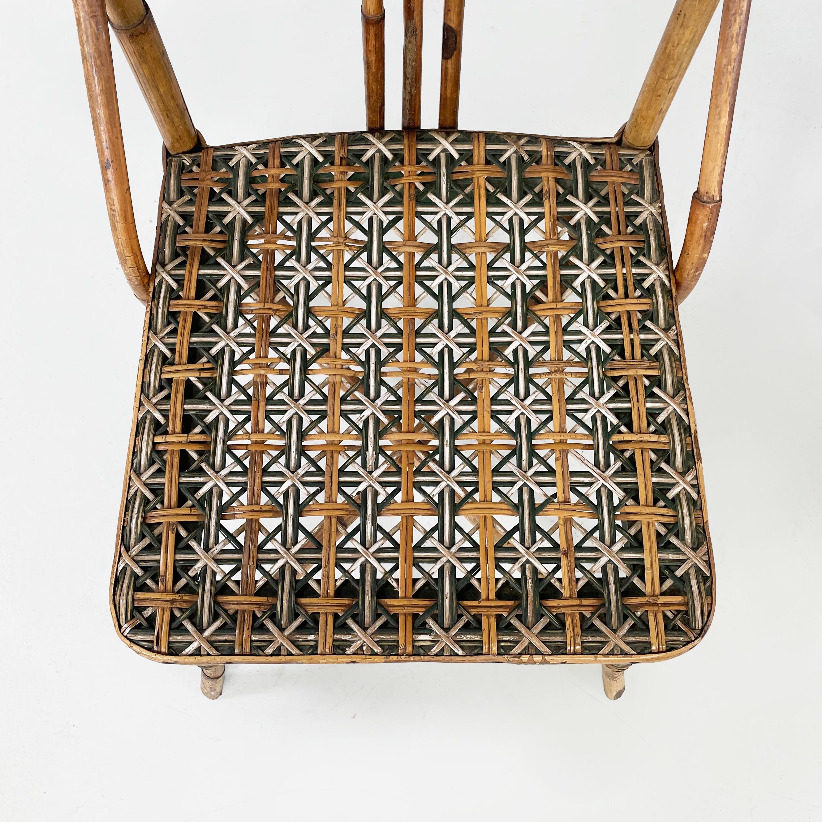 Italian Liberty outdoor chairs in rattan from Palazzo Falconi, early 1900s For Sale 2