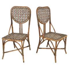 Used Italian Liberty outdoor chairs in rattan from Palazzo Falconi, early 1900s