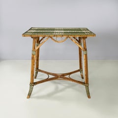 Italian Liberty outdoor dining table in rattan from Palazzo Falconi, early 1900s