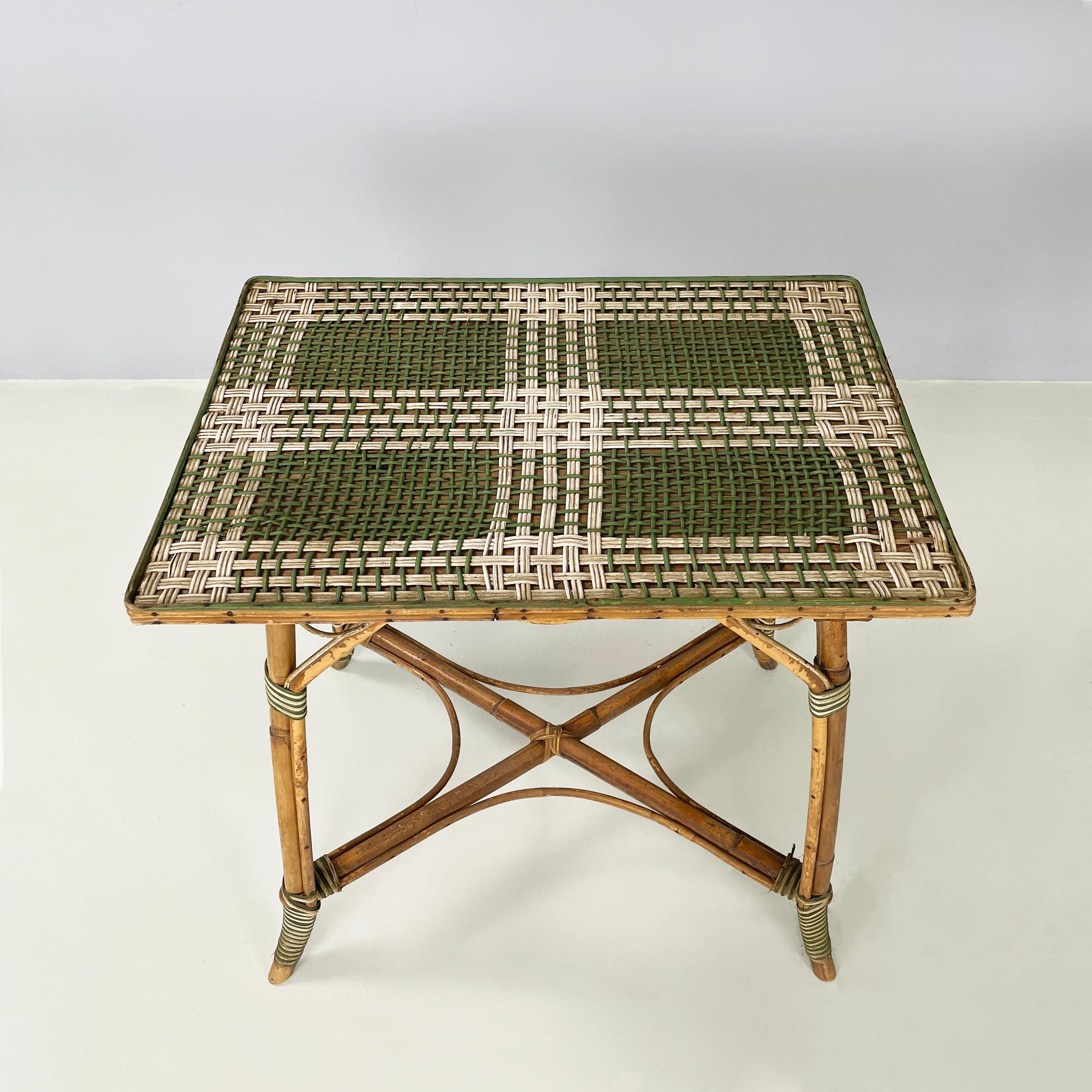Italienischer Liberty-Esstisch für den Außenbereich aus Rattan von Palazzo Falconi, frühe 1900er Jahre im Zustand „Relativ gut“ im Angebot in MIlano, IT