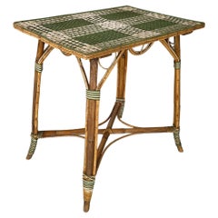 Italian Liberty outdoor dining table in rattan from Palazzo Falconi, early 1900s