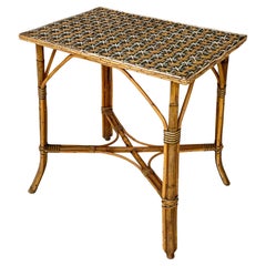 Antique Italian Liberty outdoor dining table in rattan from Palazzo Falconi, early 1900s