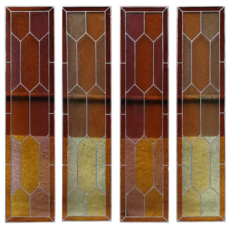 Italian, Liberty, Single Colored Stained Glass, Early 1900s