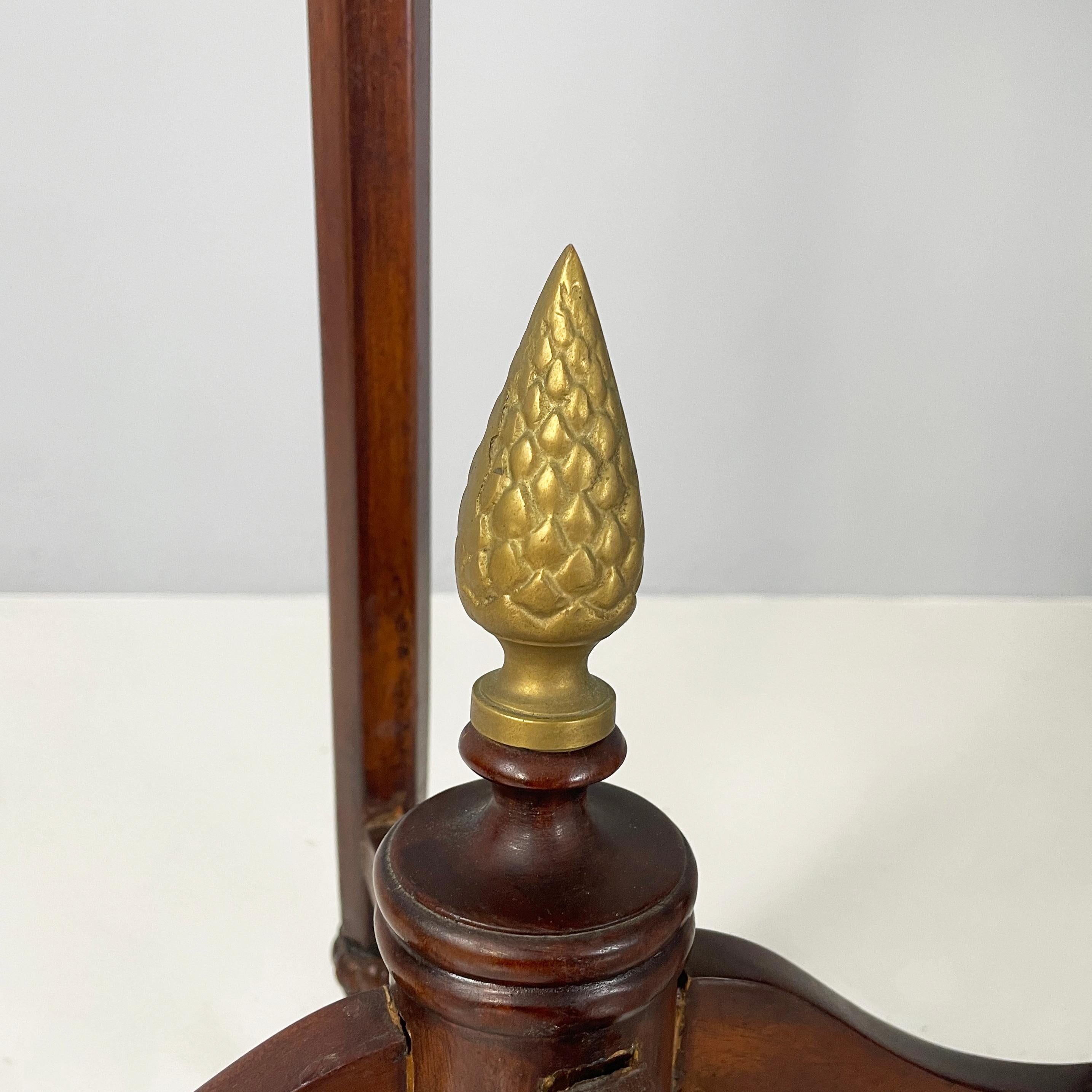 Italian Liberty style Wooden square high column with brass details, 1940s For Sale 8
