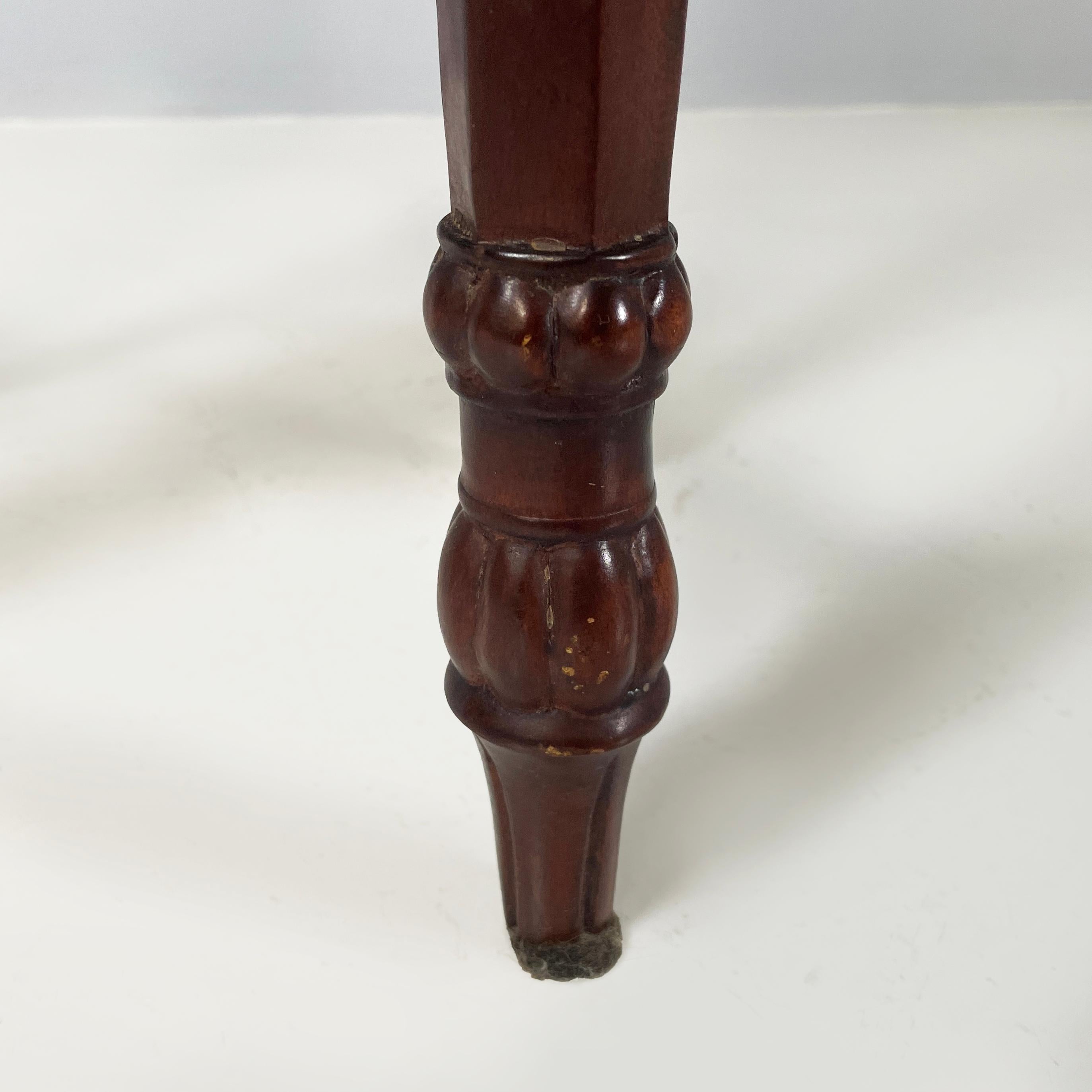Italian Liberty style Wooden square high column with brass details, 1940s For Sale 10