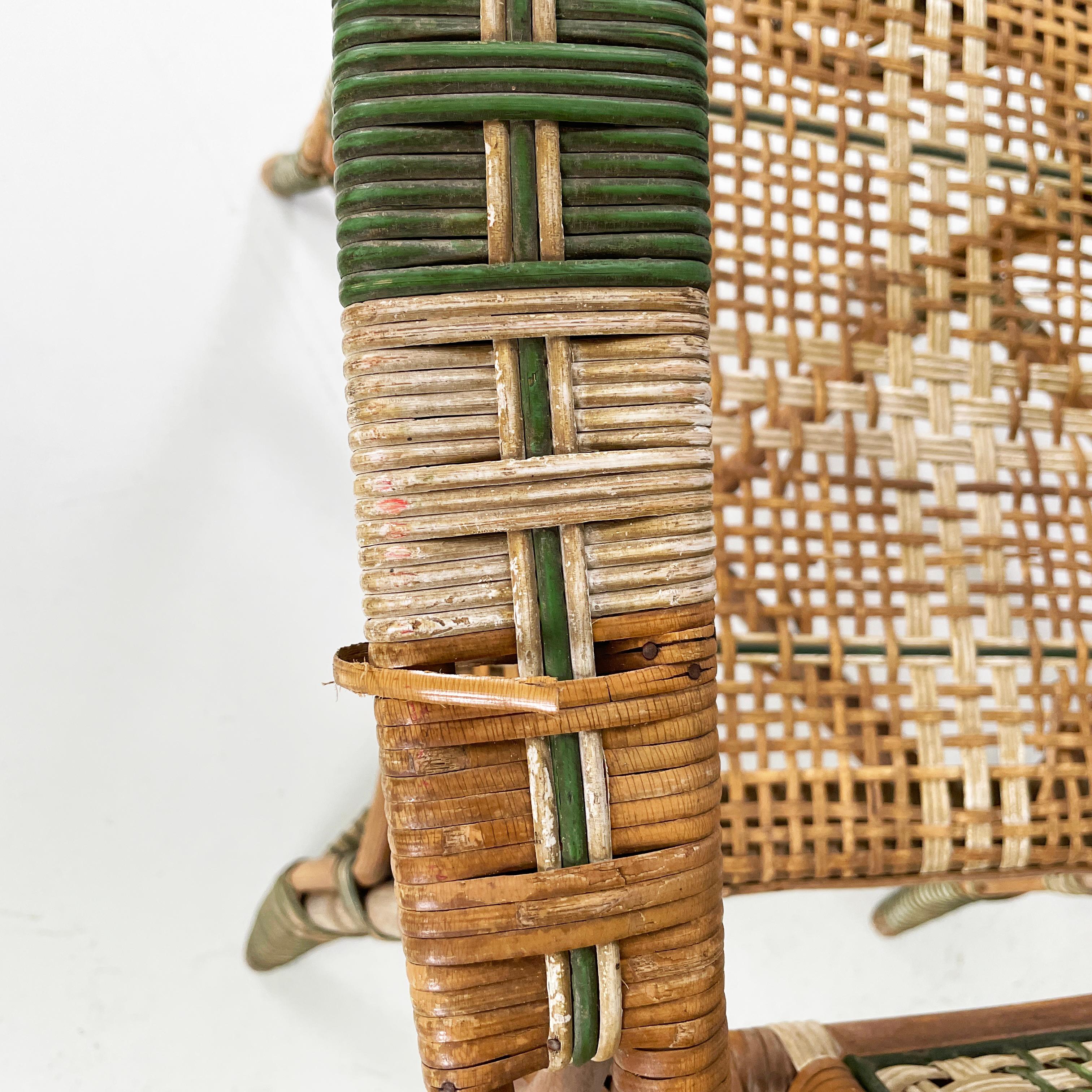 Italian Liberty Two-seater outdoor bench in rattan Palazzo Falconi, early 1900s For Sale 1