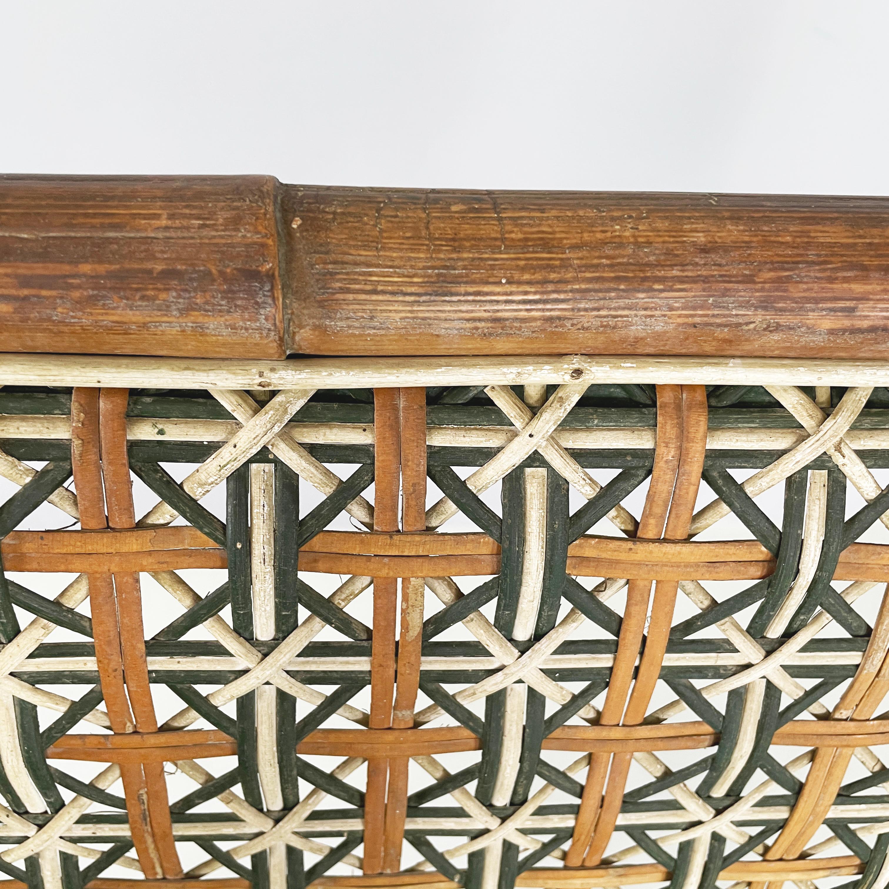Italian Liberty Two-seater outdoor bench in rattan Palazzo Falconi, early 1900s For Sale 3