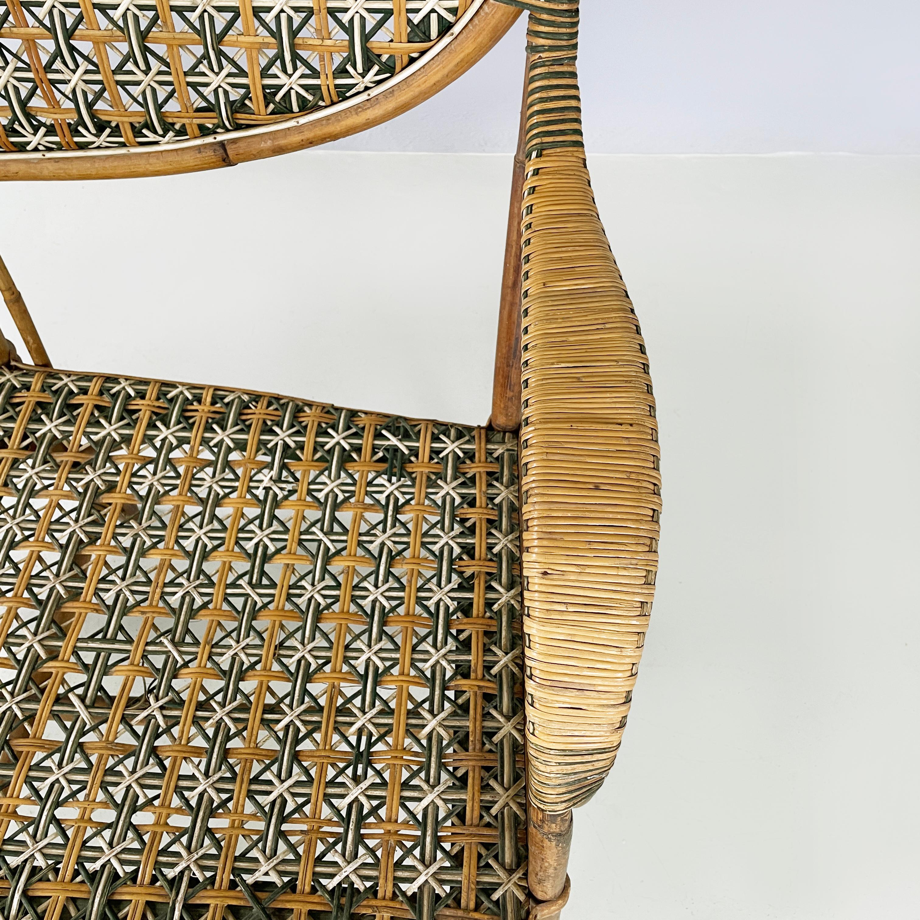 Italian Liberty Two-seater outdoor bench in rattan Palazzo Falconi, early 1900s For Sale 4