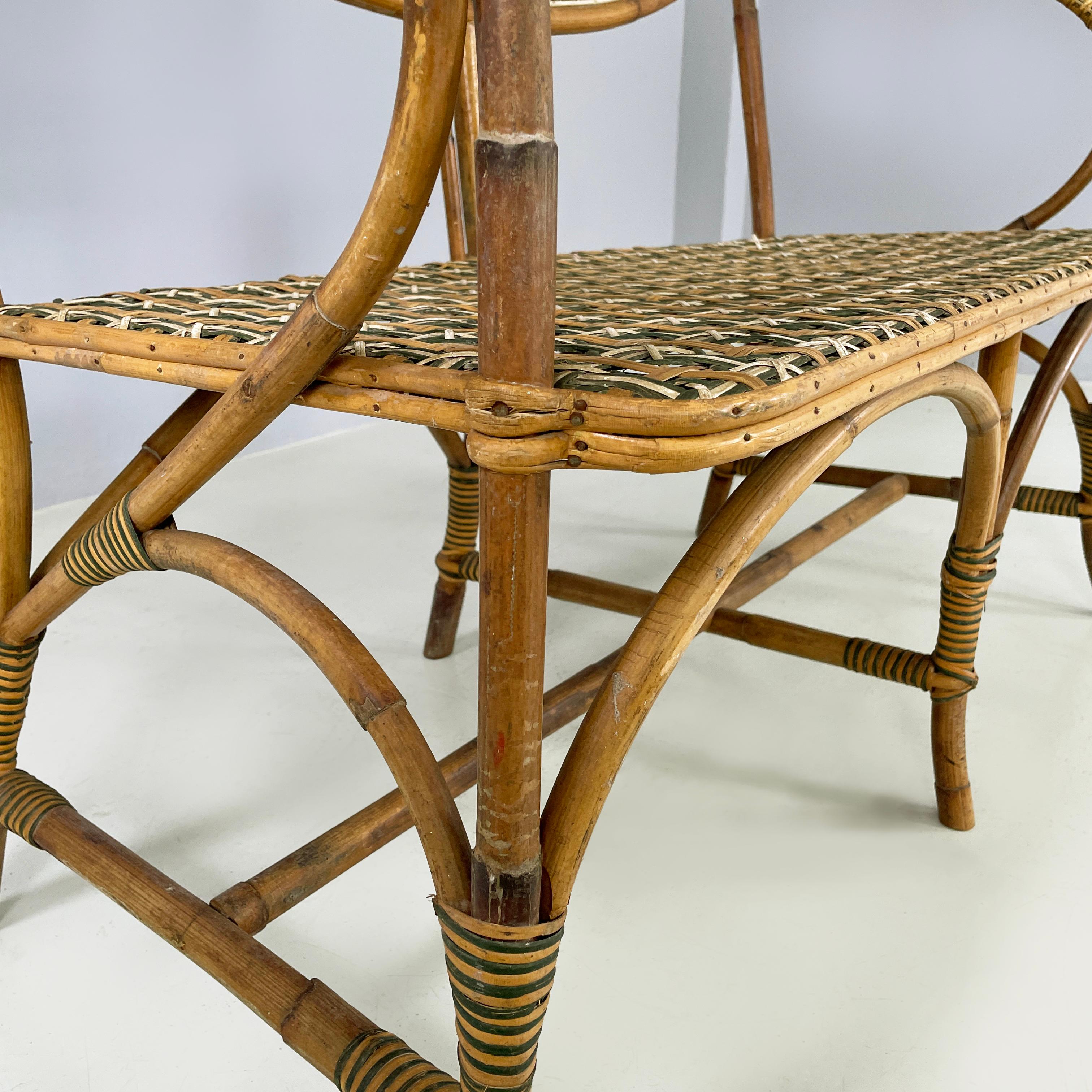Italian Liberty Two-seater outdoor bench in rattan Palazzo Falconi, early 1900s For Sale 5