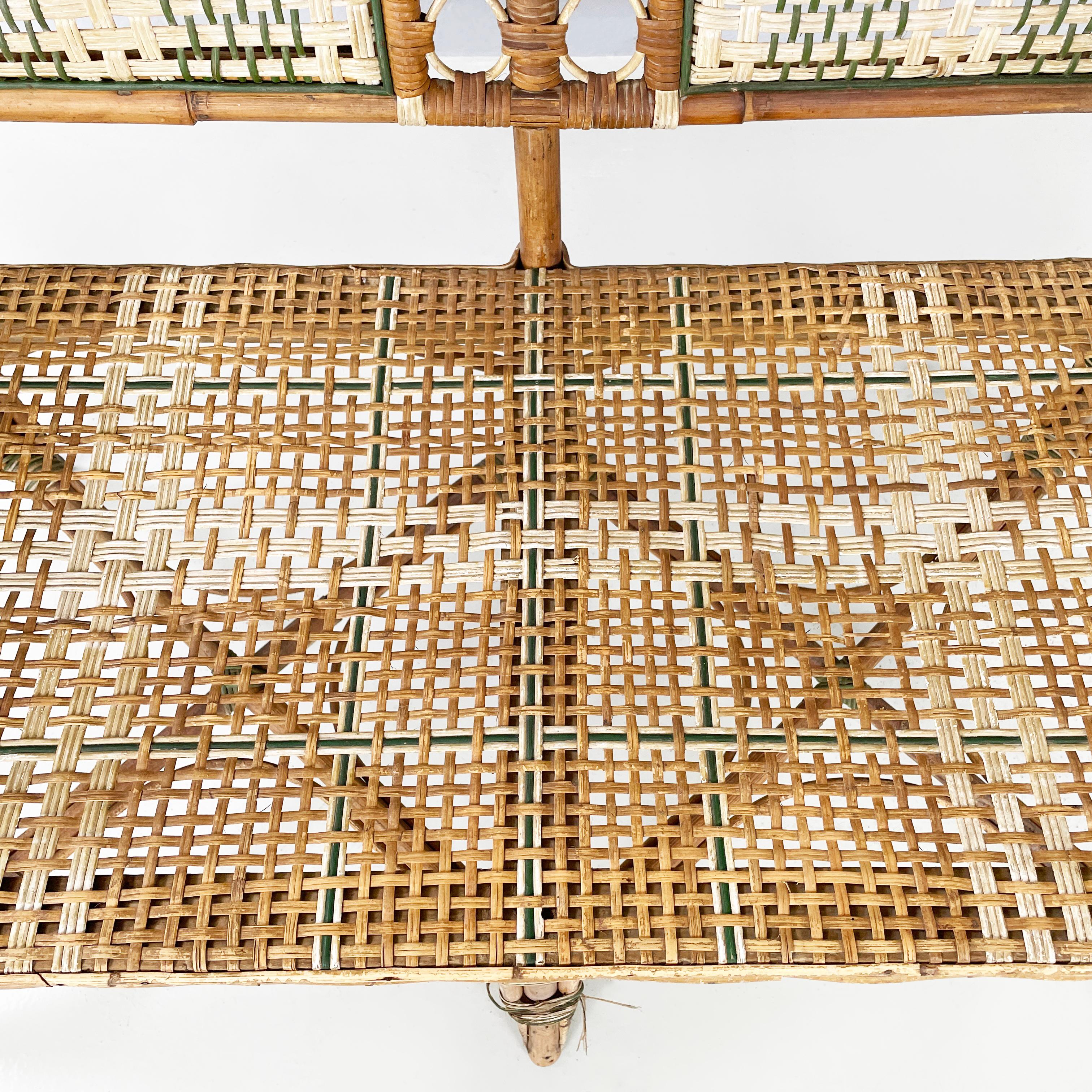 Italian Liberty Two-seater outdoor bench in rattan Palazzo Falconi, early 1900s For Sale 4