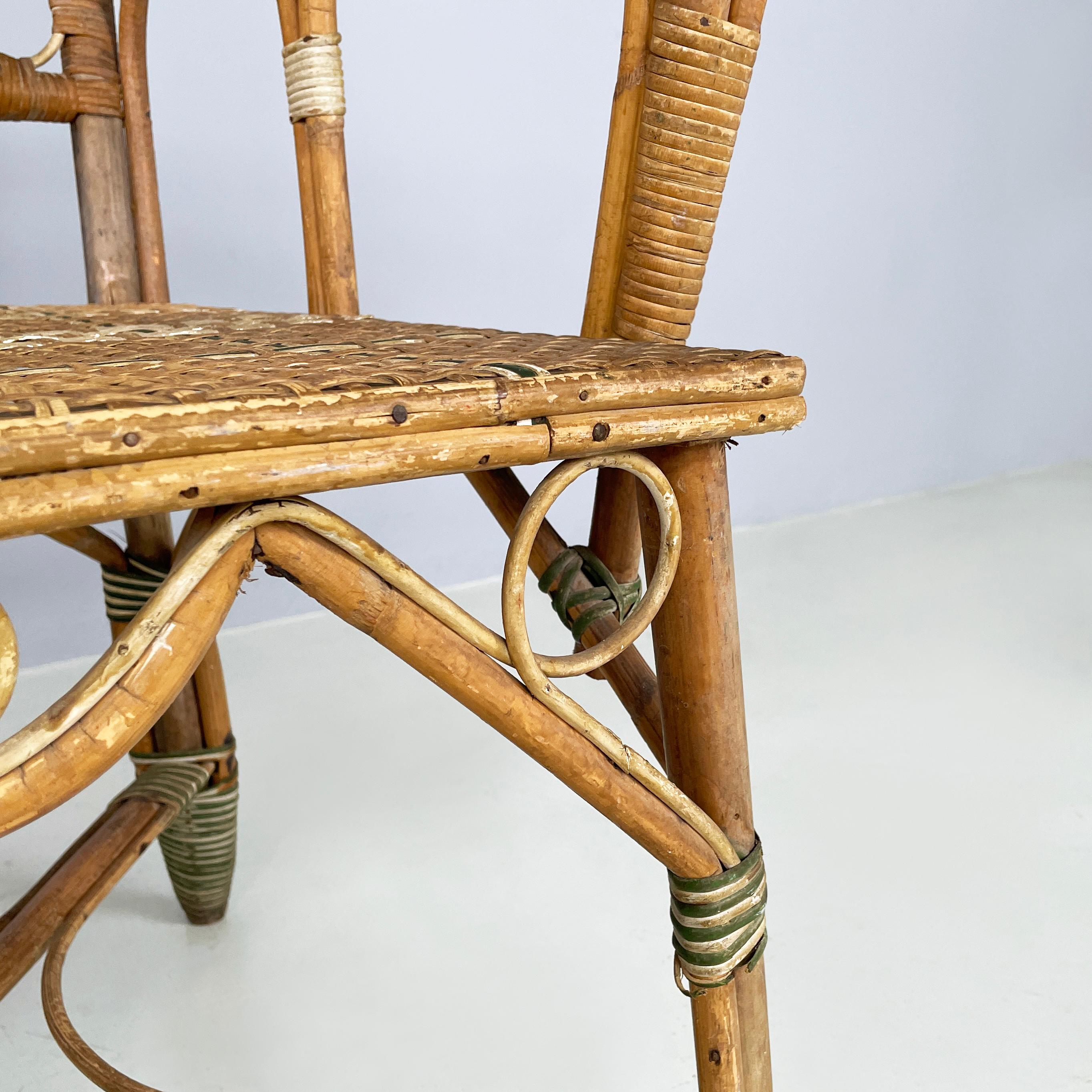 Italian Liberty Two-seater outdoor bench in rattan Palazzo Falconi, early 1900s For Sale 5