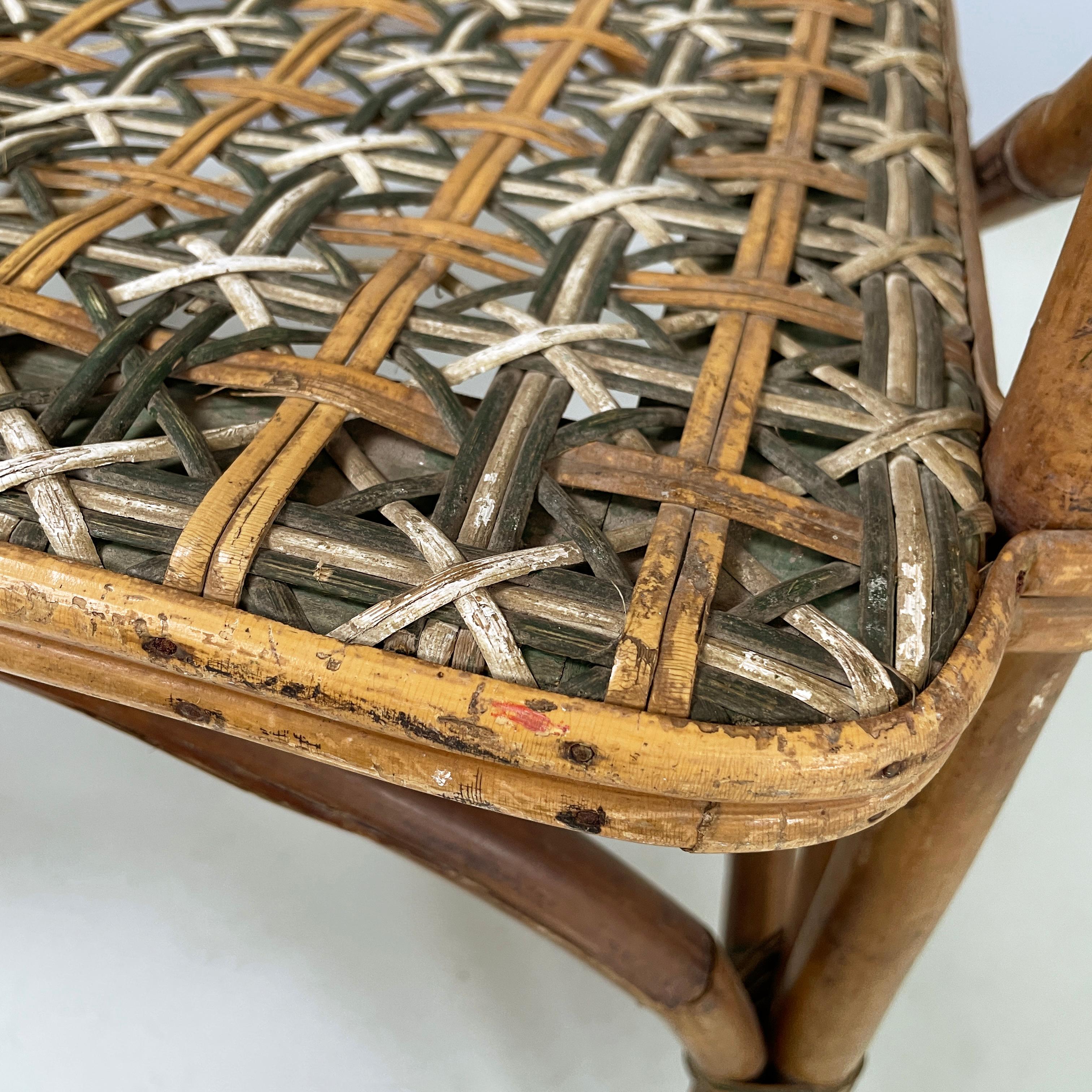 Italian Liberty Two-seater outdoor bench in rattan Palazzo Falconi, early 1900s For Sale 8