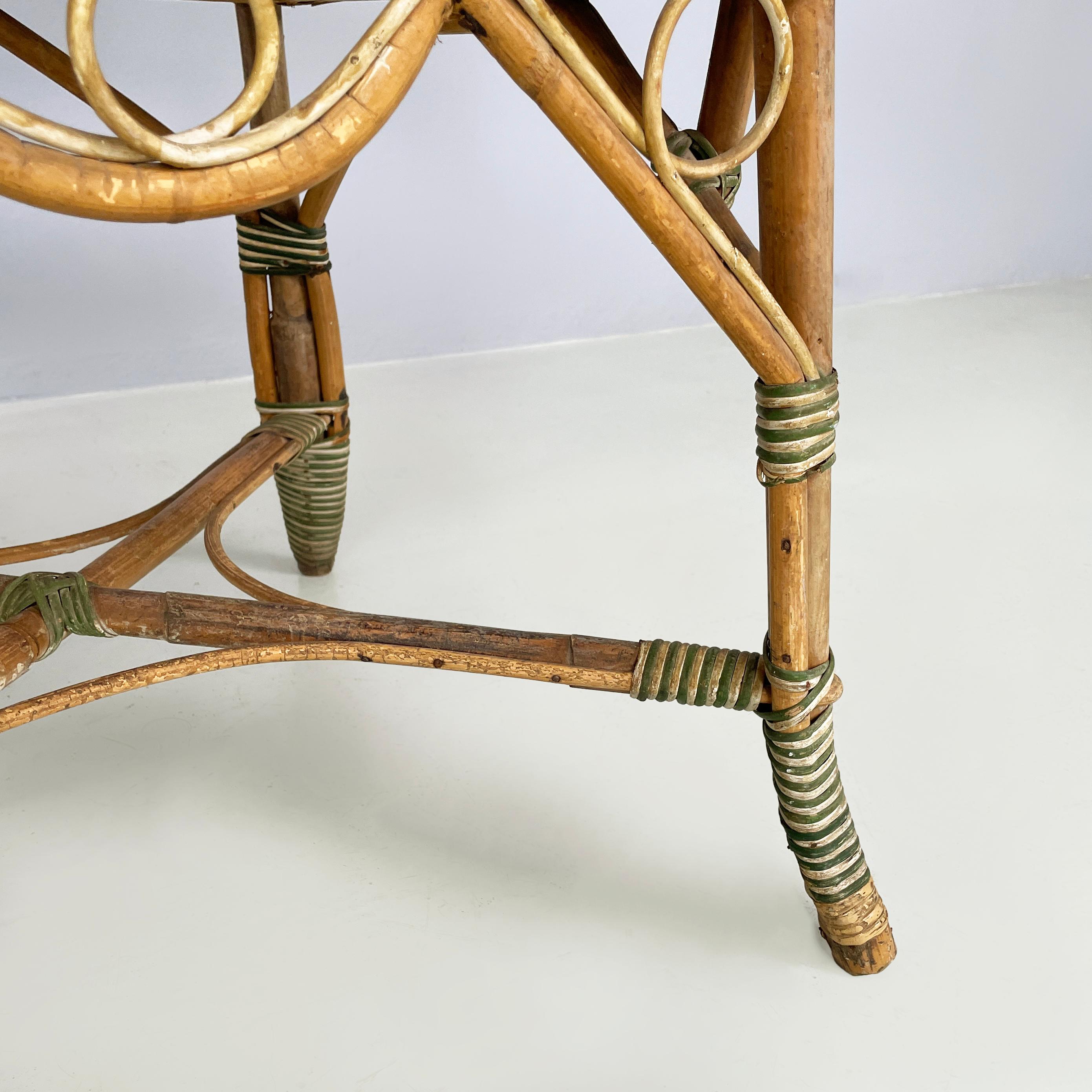 Italian Liberty Two-seater outdoor bench in rattan Palazzo Falconi, early 1900s For Sale 7