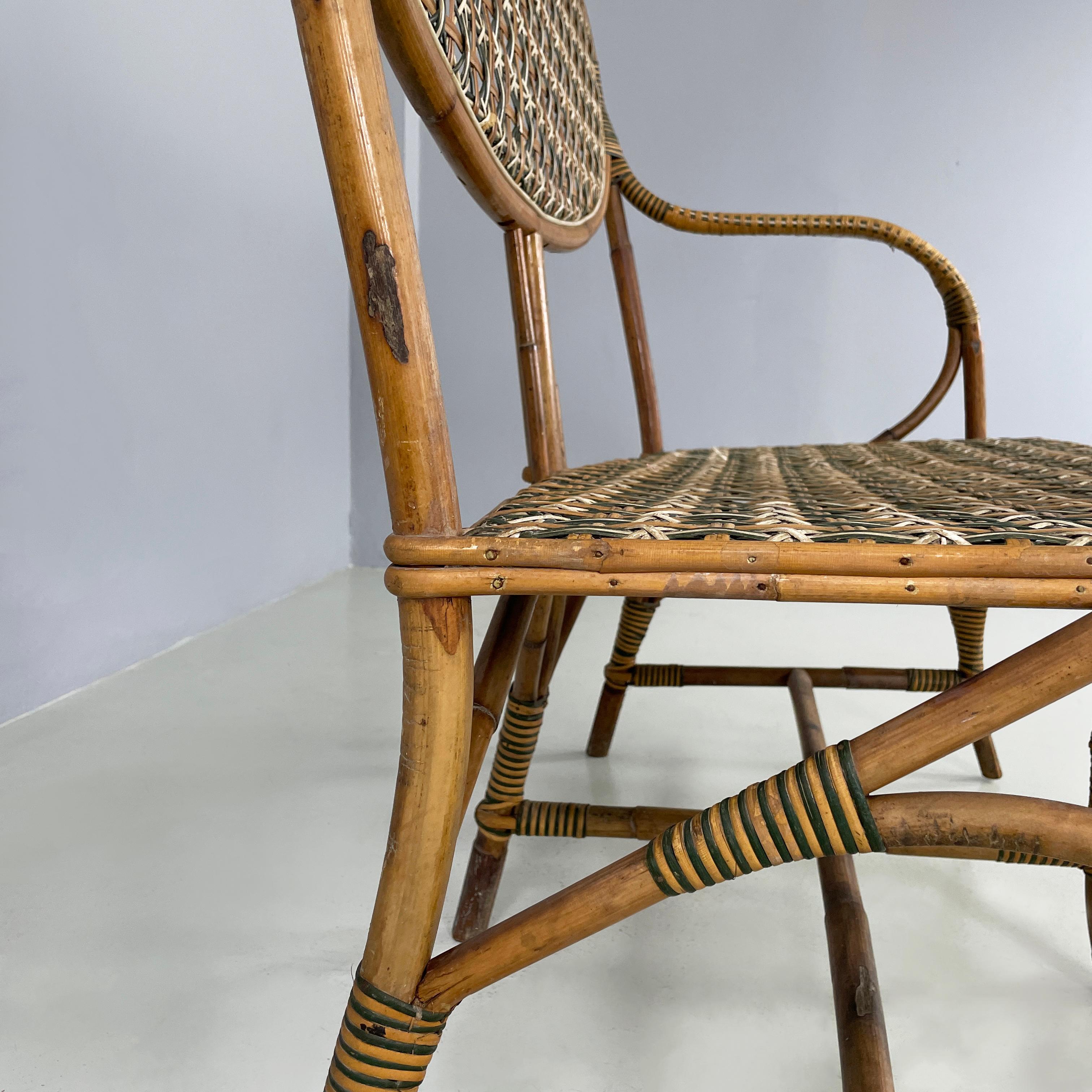 Italian Liberty Two-seater outdoor bench in rattan Palazzo Falconi, early 1900s For Sale 12