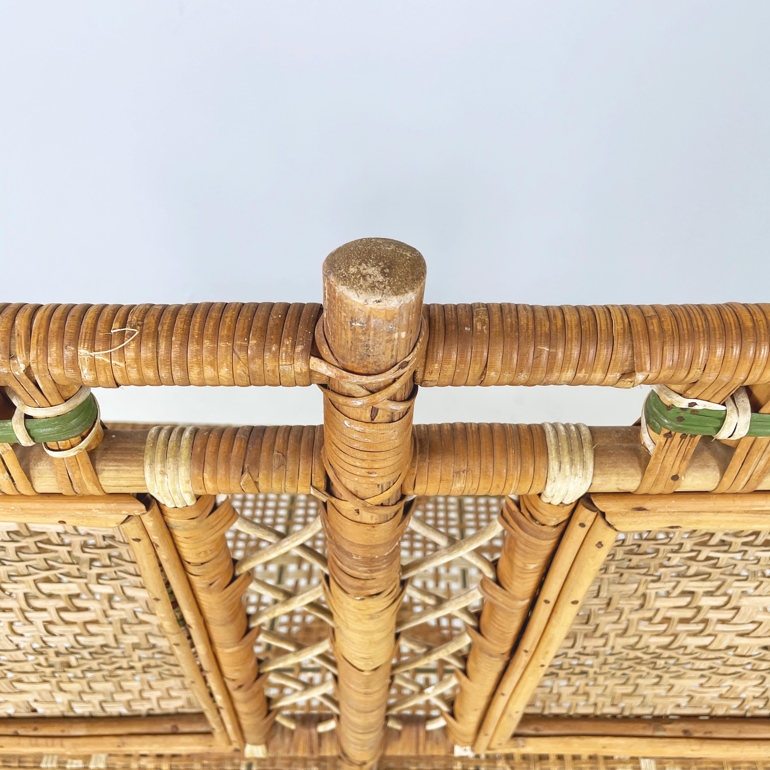 Italian Liberty Two-seater outdoor bench in rattan Palazzo Falconi, early 1900s For Sale 10