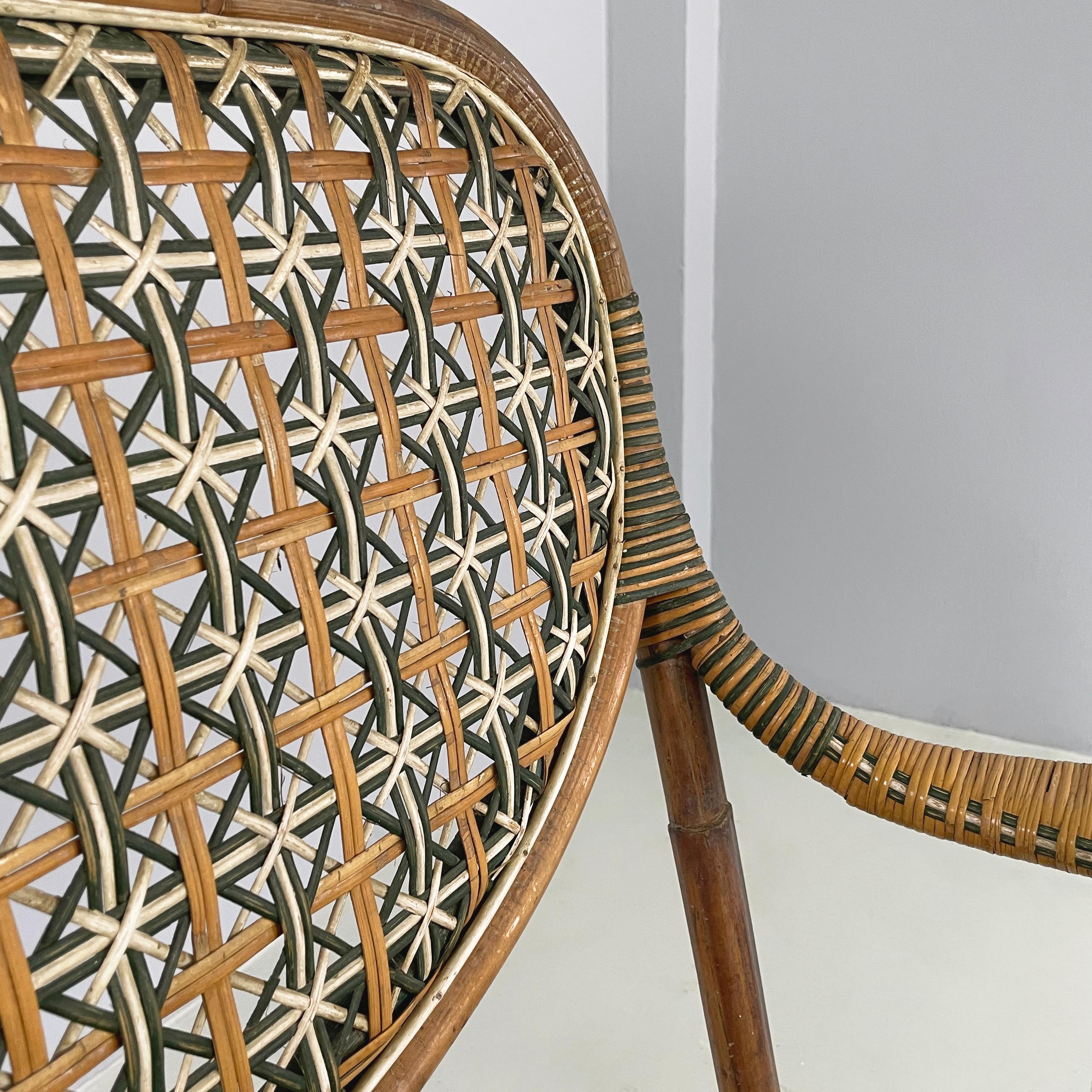 Rattan Italian Liberty Two-seater outdoor bench in rattan Palazzo Falconi, early 1900s For Sale