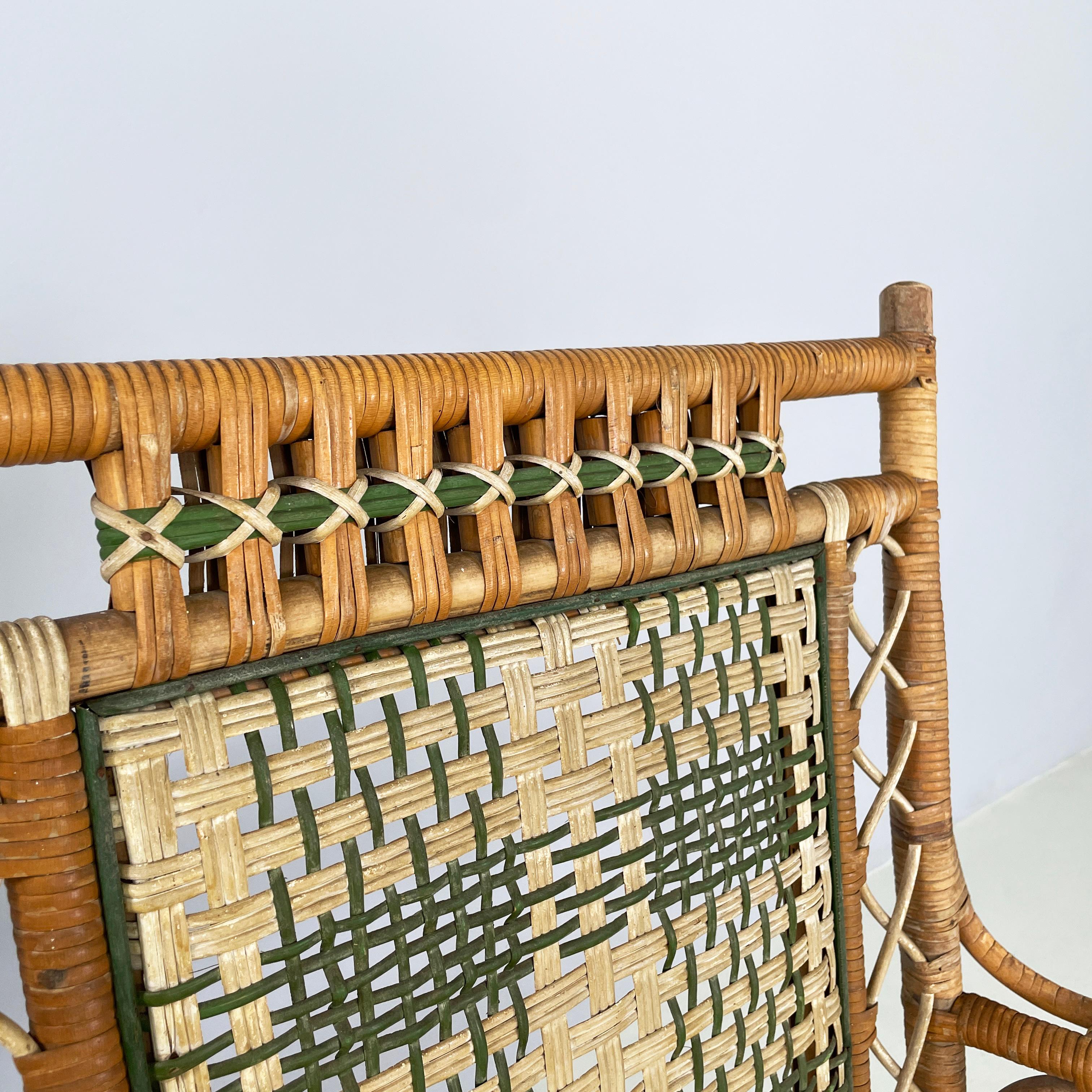 20th Century Italian Liberty Two-seater outdoor bench in rattan Palazzo Falconi, early 1900s For Sale