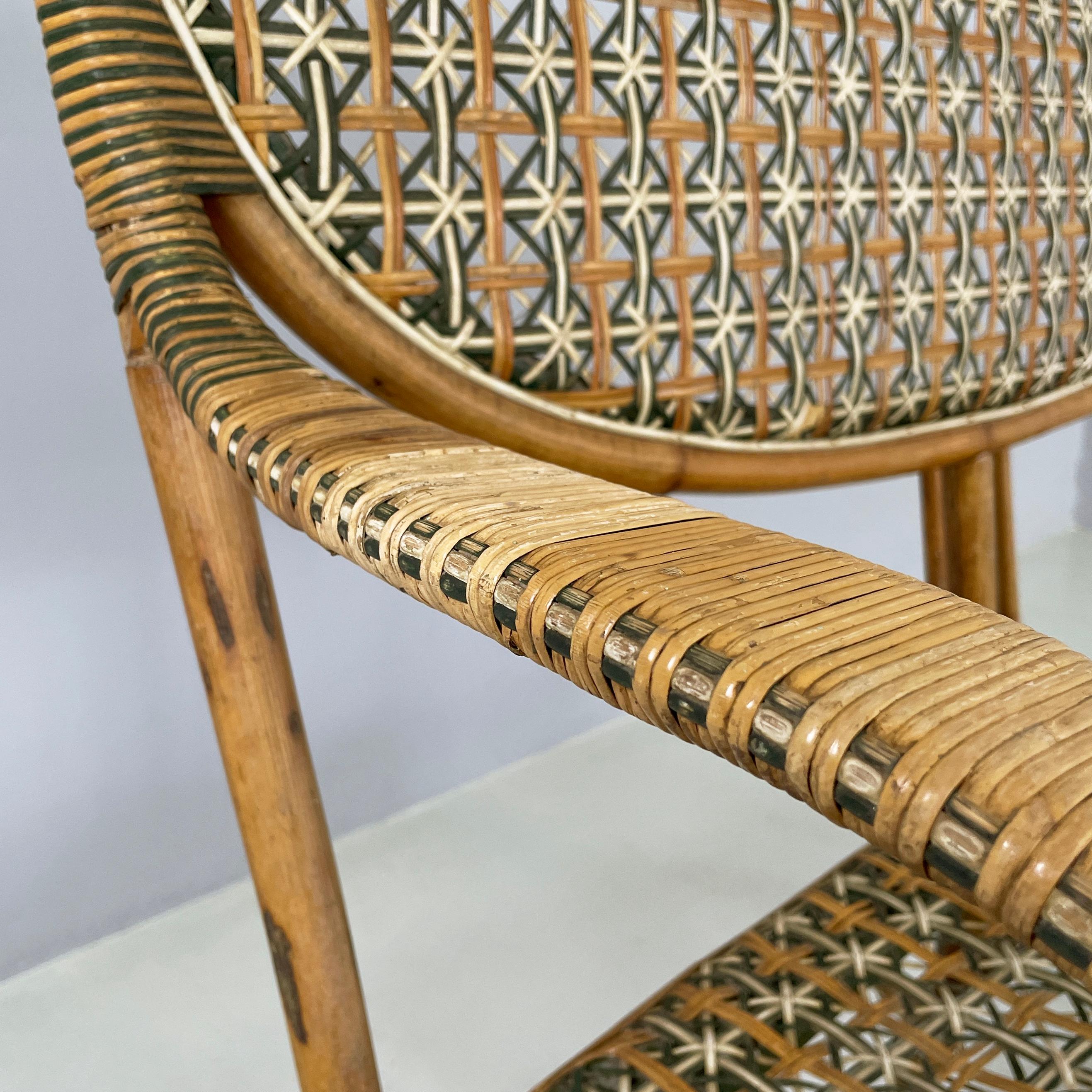 Italian Liberty Two-seater outdoor bench in rattan Palazzo Falconi, early 1900s For Sale 1