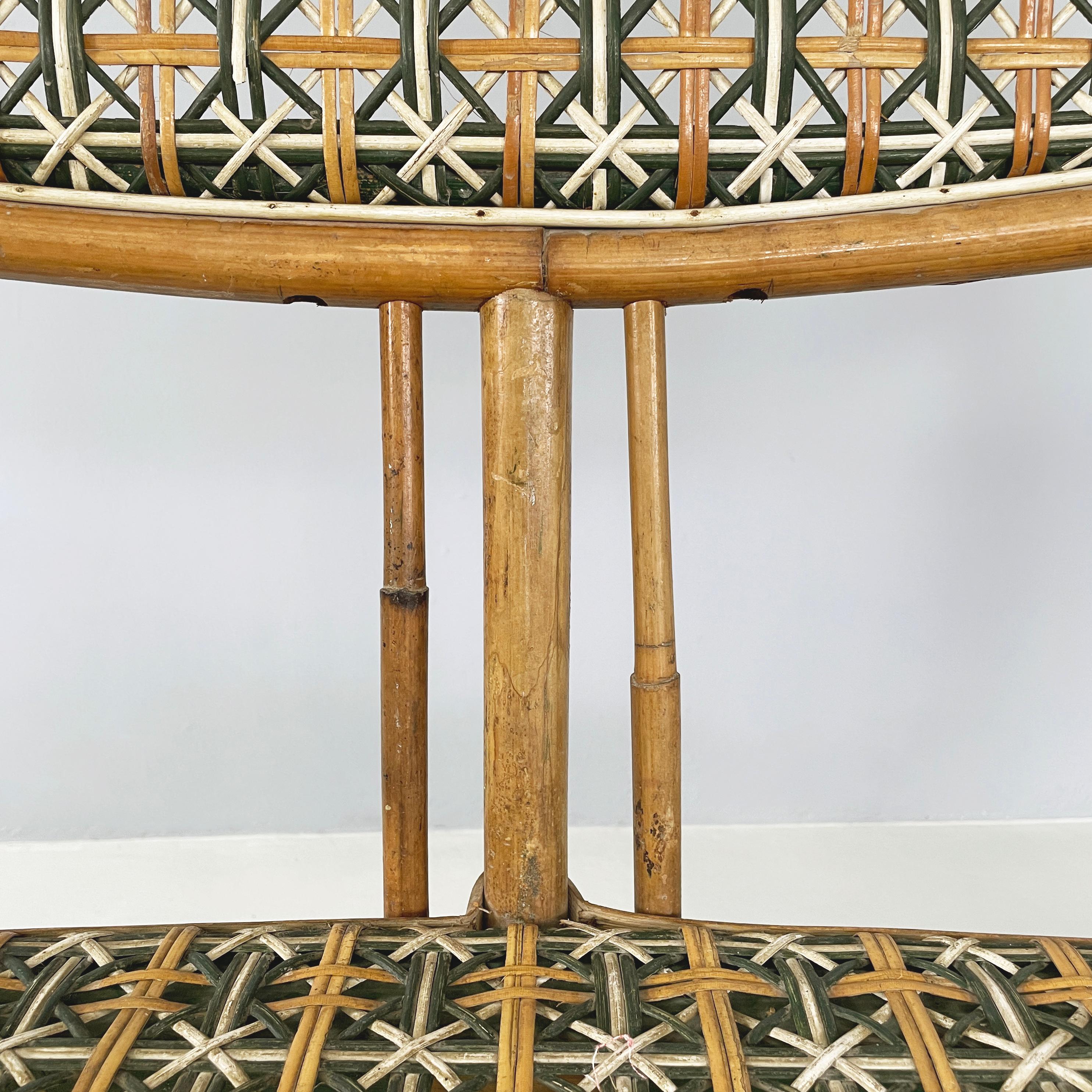 Italian Liberty Two-seater outdoor bench in rattan Palazzo Falconi, early 1900s For Sale 2