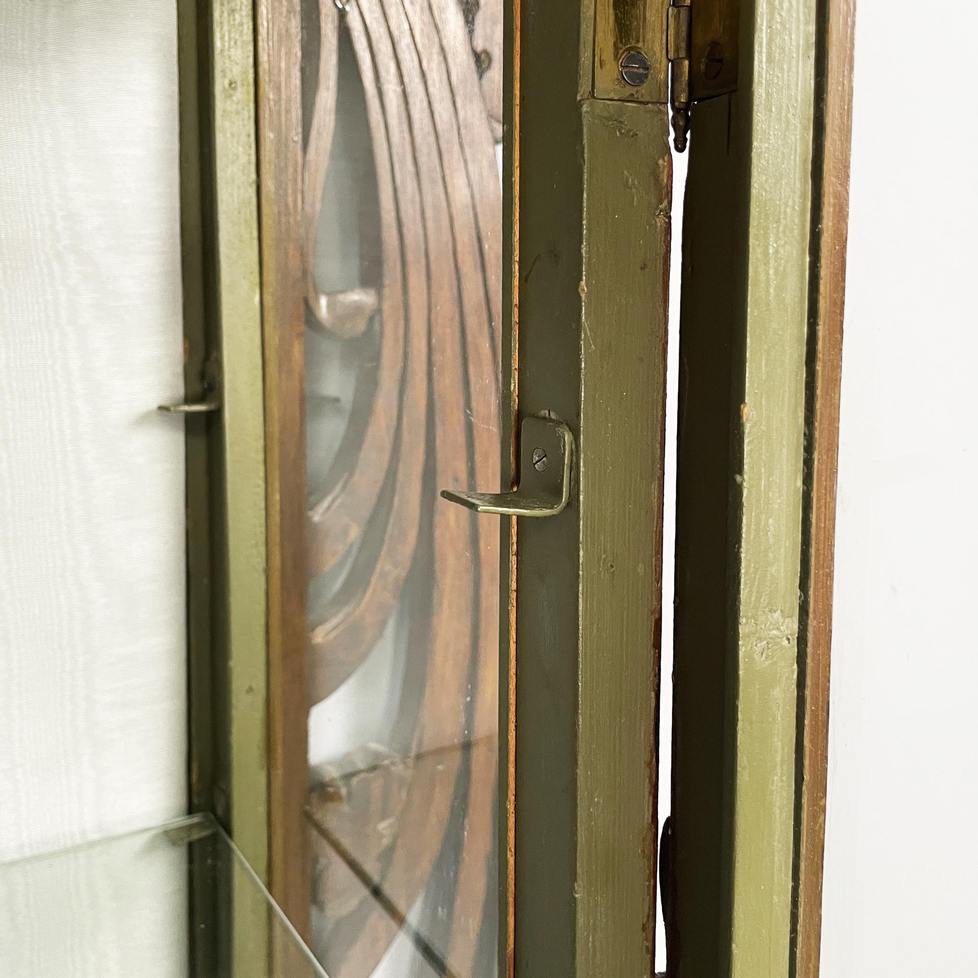 Italian liberty wall display cabinet in wood and glass, early 1900s in vendita 5