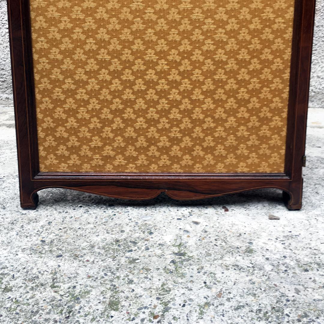 Italian Liberty Walnut and Glass Screen with Three Doors, 1900s 3