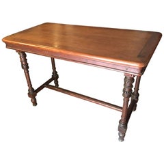 Italian Library Table in Mahogany and Larch from 1890s