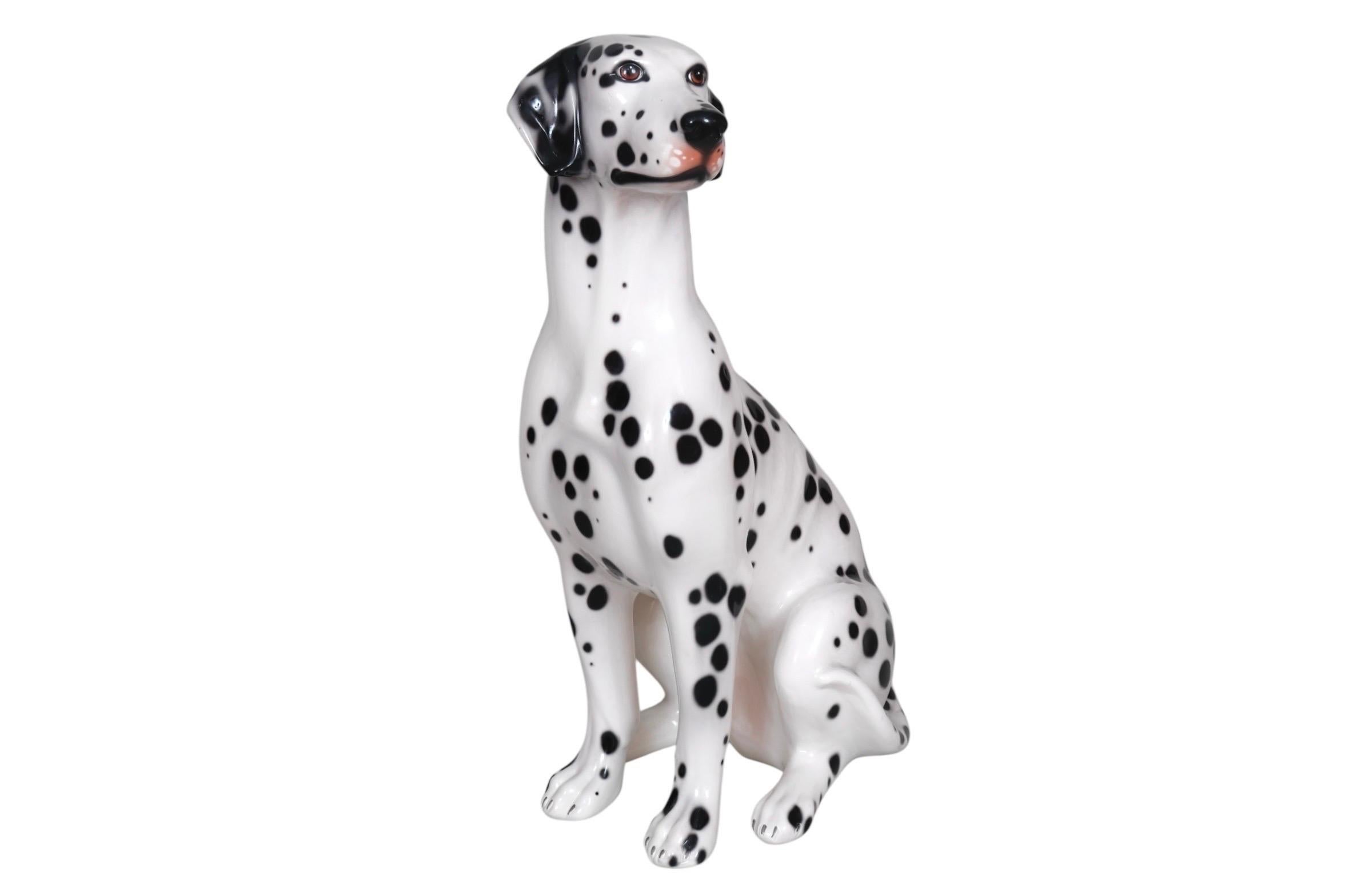 Italian Life Size Porcelain Dalmatian by Bell'Europa In Good Condition In Bradenton, FL