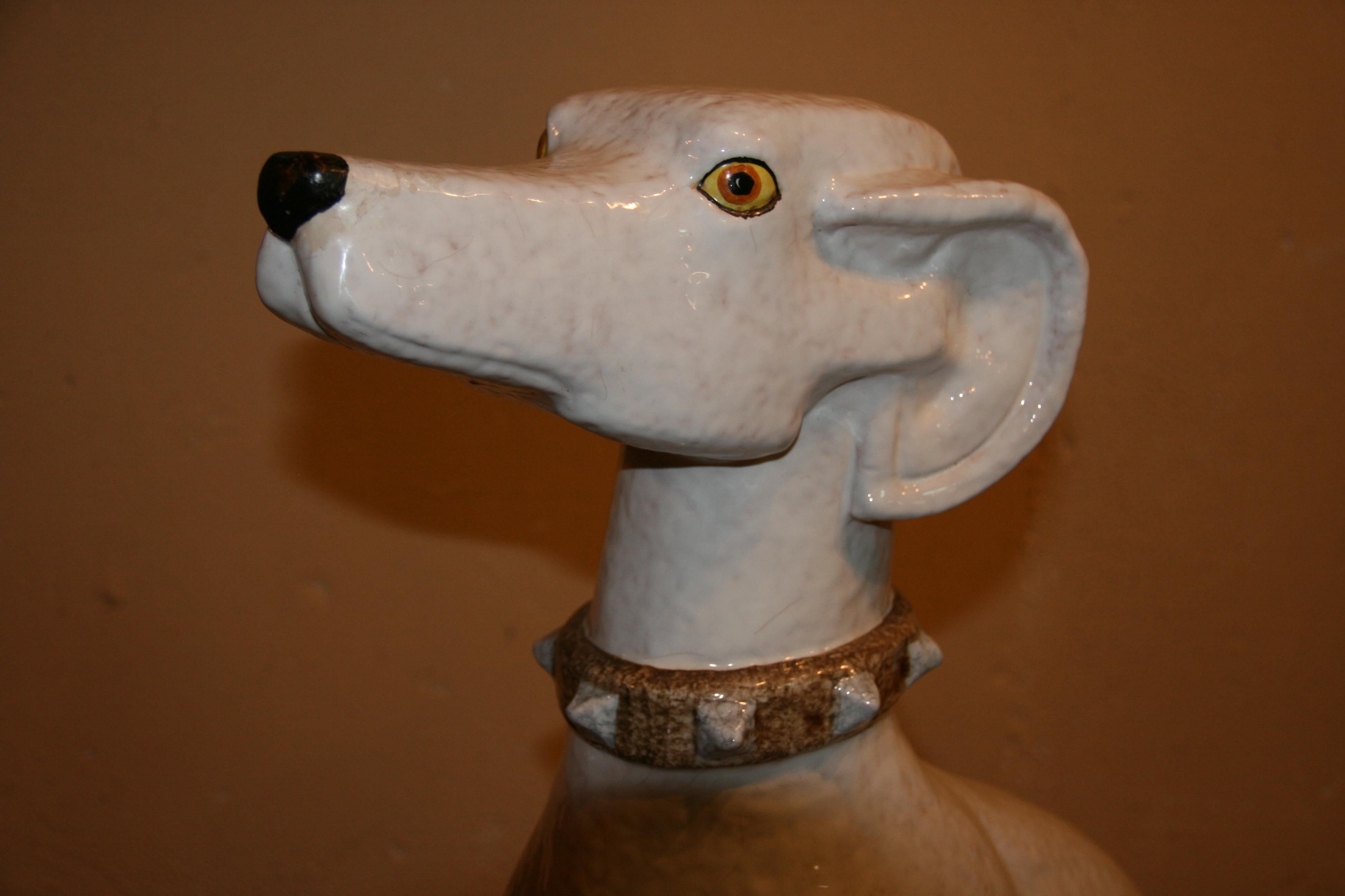 Italian Life Size Terracotta Greyhound Dog Sculpture For Sale 4