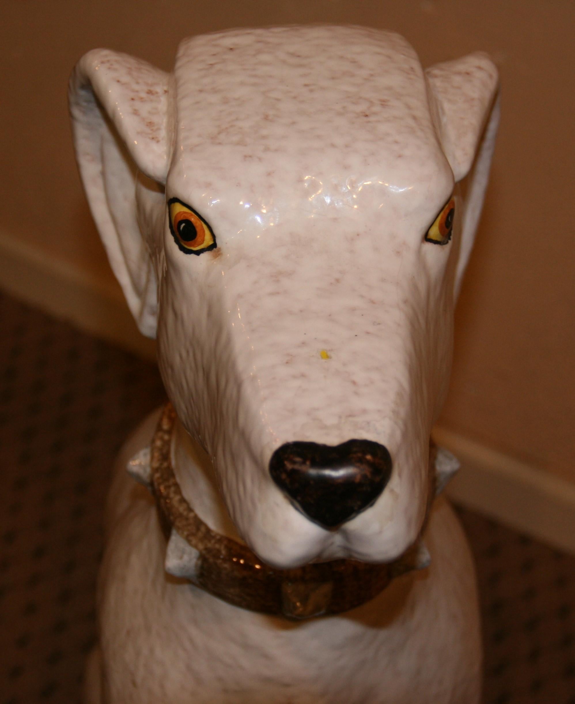 Italian Life Size Terracotta Greyhound Dog Sculpture In Good Condition For Sale In Douglas Manor, NY
