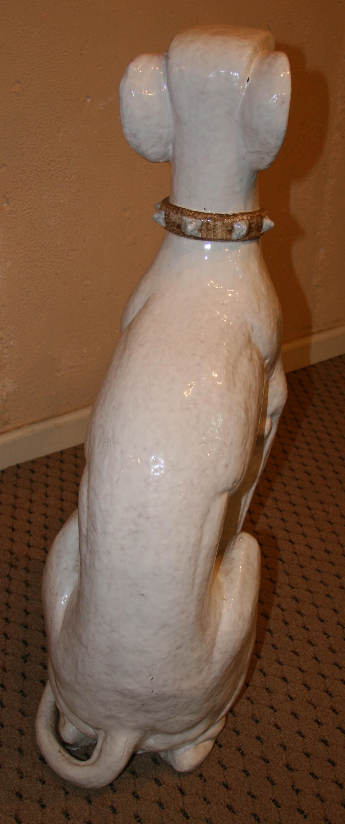 Italian Life Size Terracotta Greyhound Dog Sculpture For Sale 2