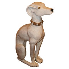 Italian Life Size Terracotta Whippet Dog Sculpture