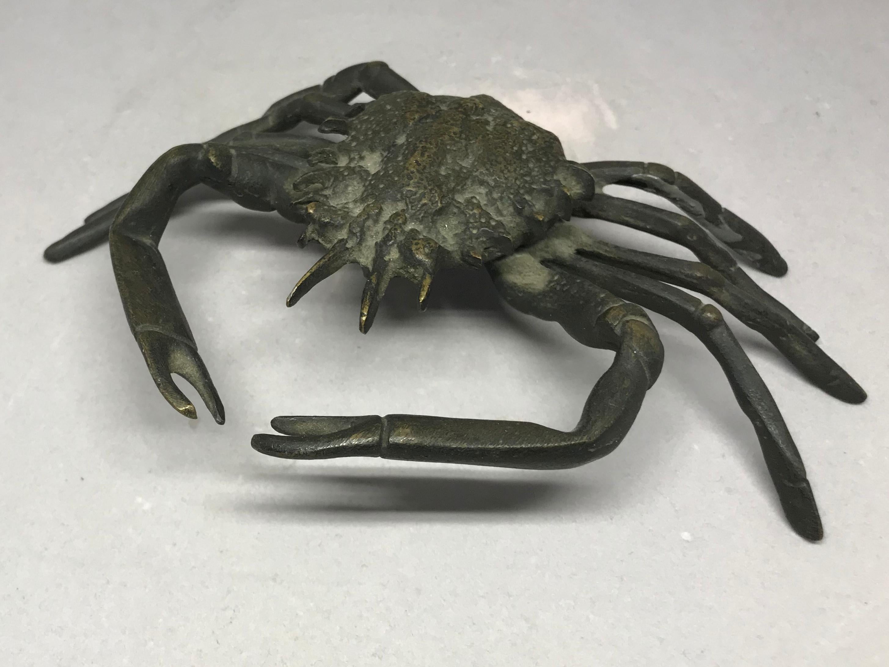 Italian lifesize bronze crab. Antique Neapolitan crab in rich bronze, Italy, early 20th century.
Dimensions: 7
