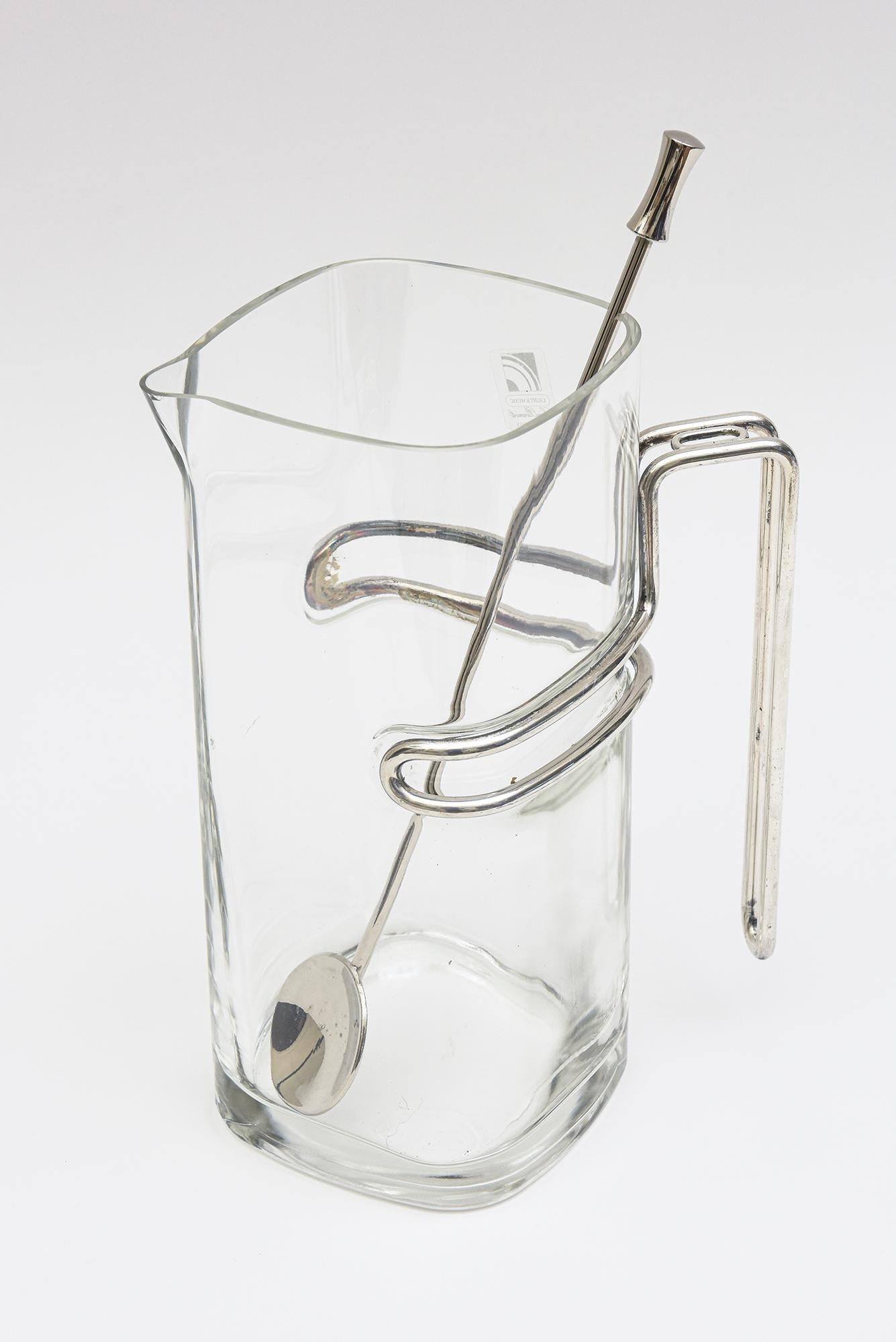 Italian Light and Music Glass, Silver Martini Shaker by Luigi Bormioli Barware 1