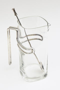 Italian Light and Music Glass, Silver Martini Shaker by Luigi Bormioli Barware