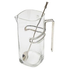 Vintage Italian Light and Music Glass, Silver Martini Shaker by Luigi Bormioli Barware