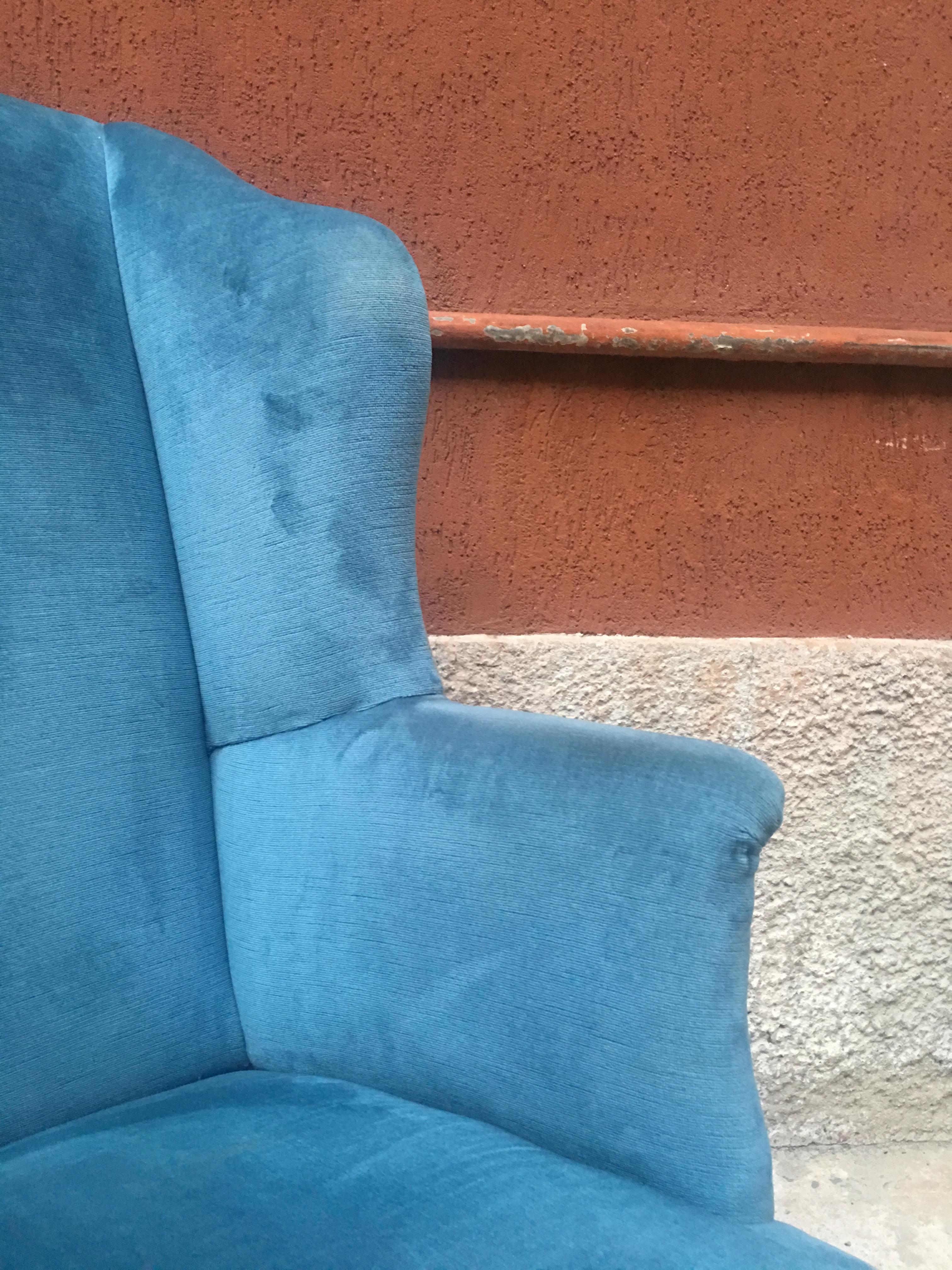 light blue velvet chair