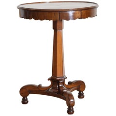 Italian Light Walnut, Larice, and Inlaid 1-Drawer Center Table, circa 1840