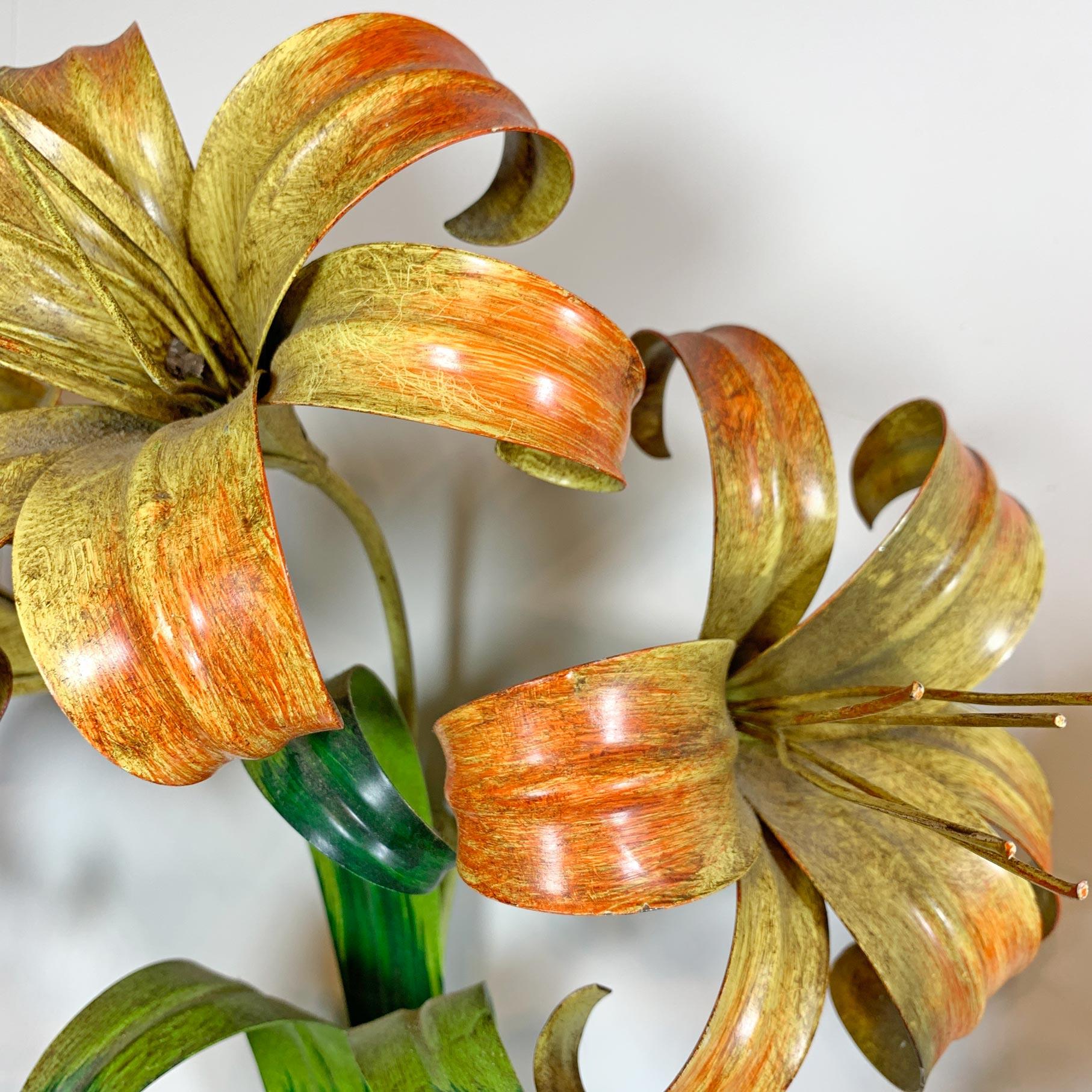 Italian Orange and Yellow Lily Tole Wall Lights, 1970s For Sale 1