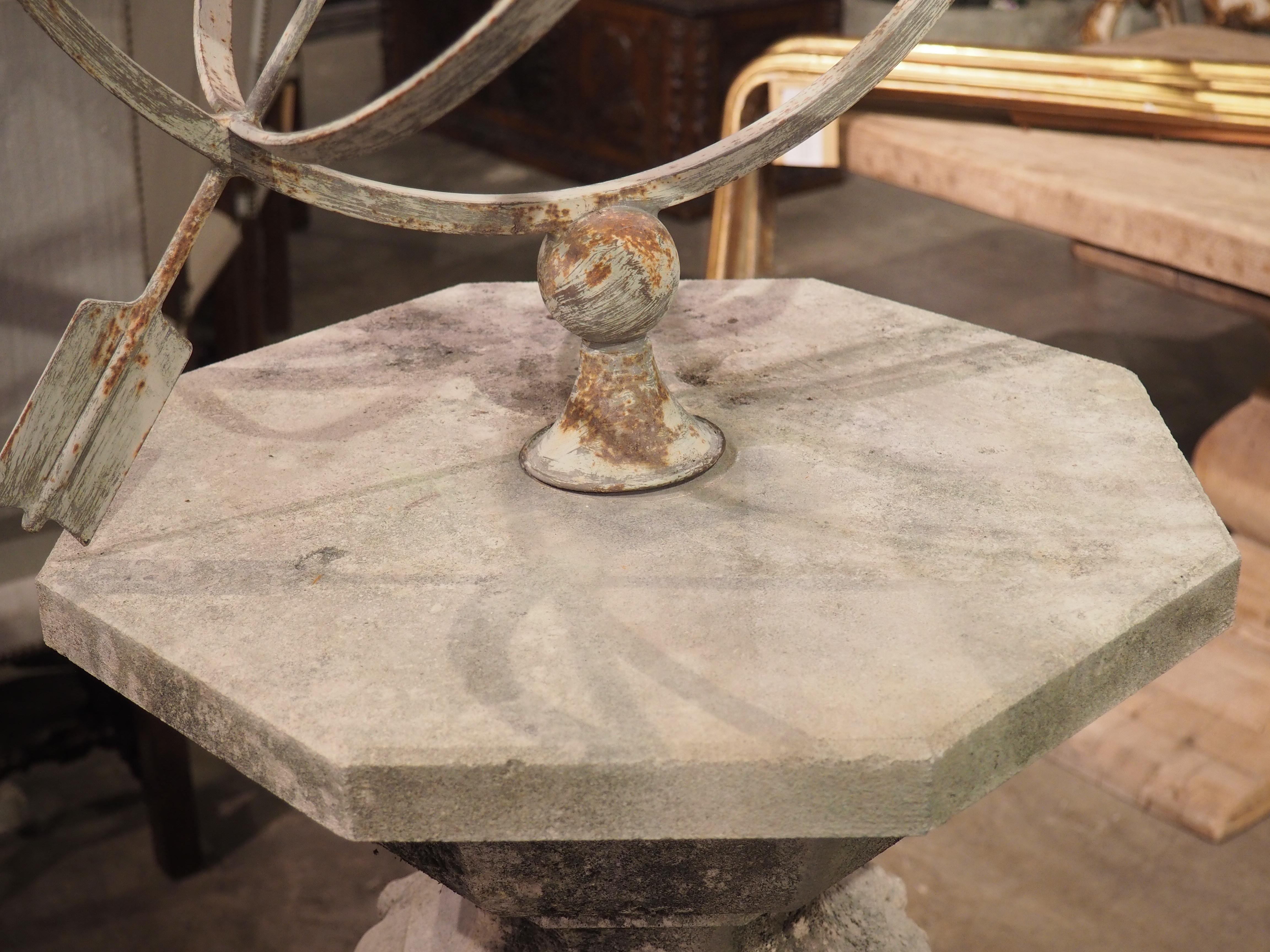 Italian Limestone Armillary Sundial with Putti Mascarons and Octagonal Step 5