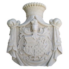 Italian Limestone Coat of Arms with Crown and Drapery