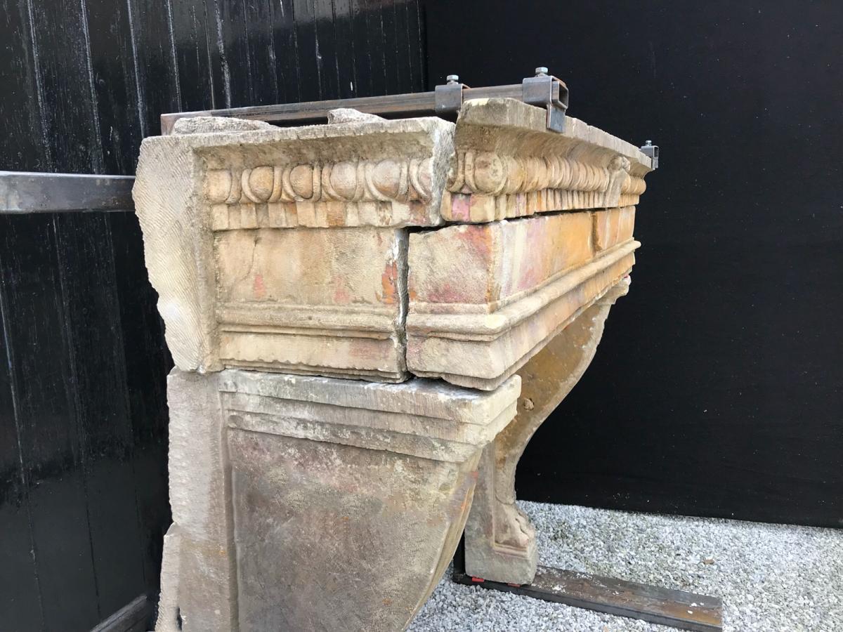 Italian limestone fireplace, 18th century.