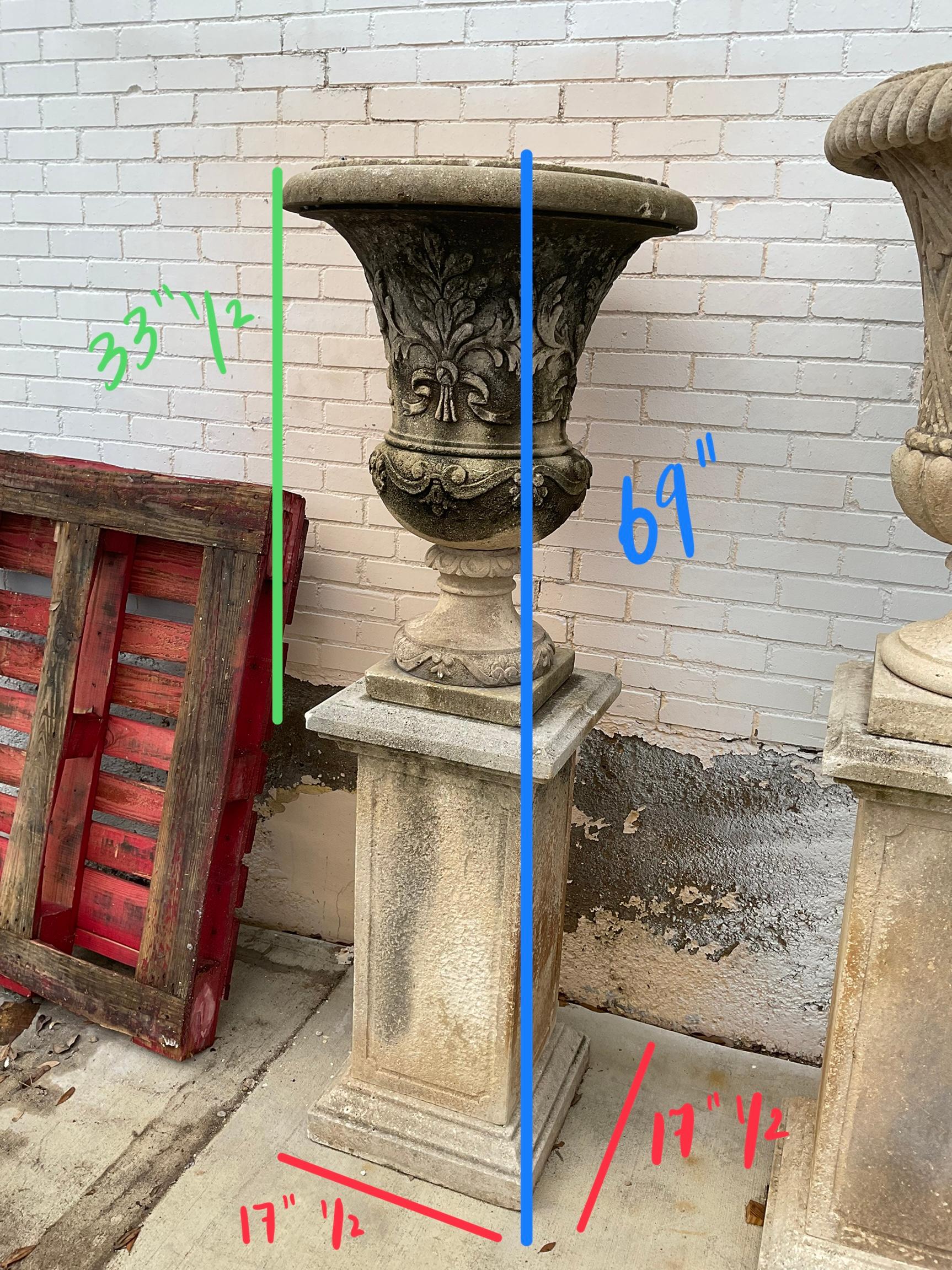 Italian Limestone Planter with Base 5