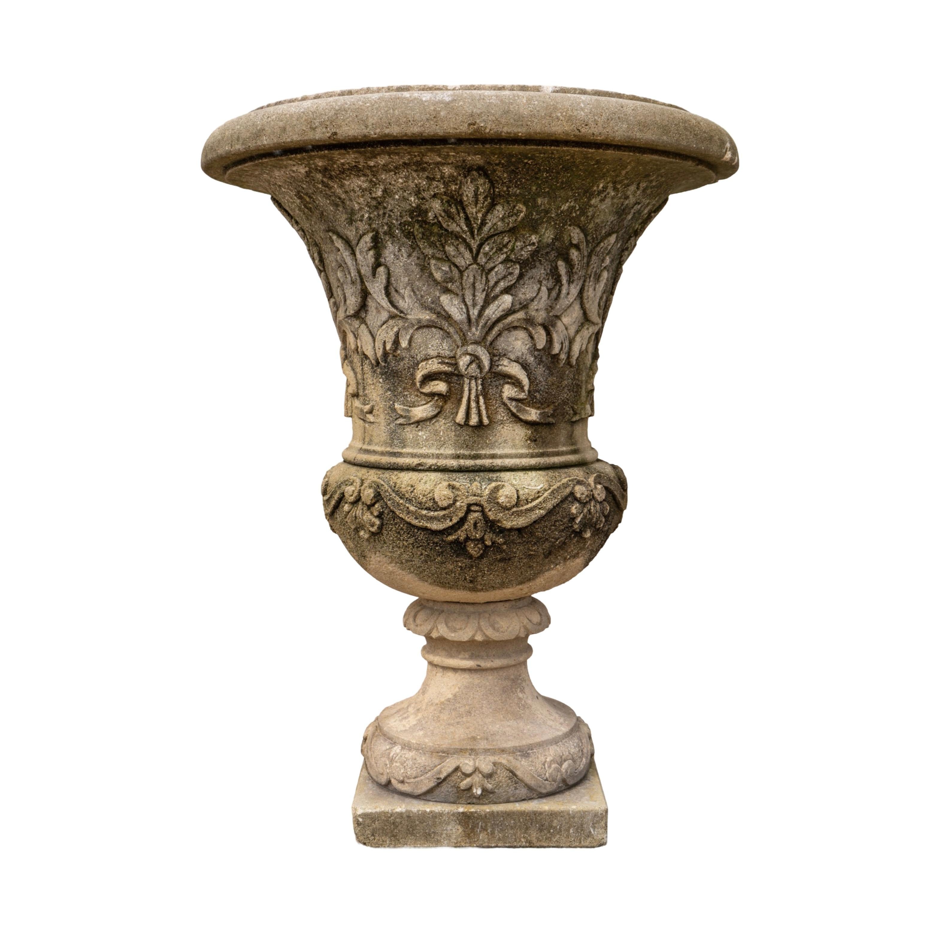 Italian Limestone Planter with Base 1