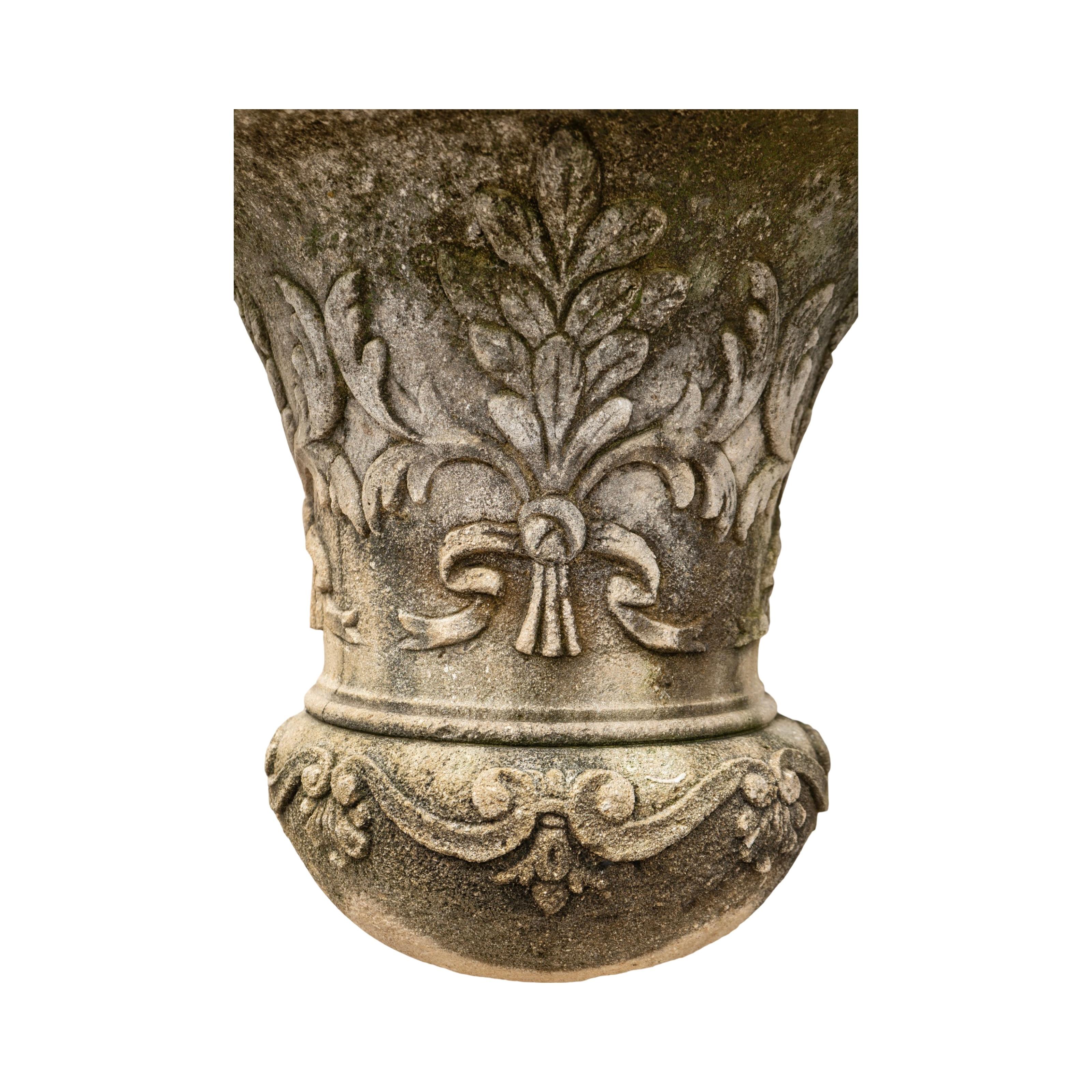 Italian Limestone Planter with Base 3