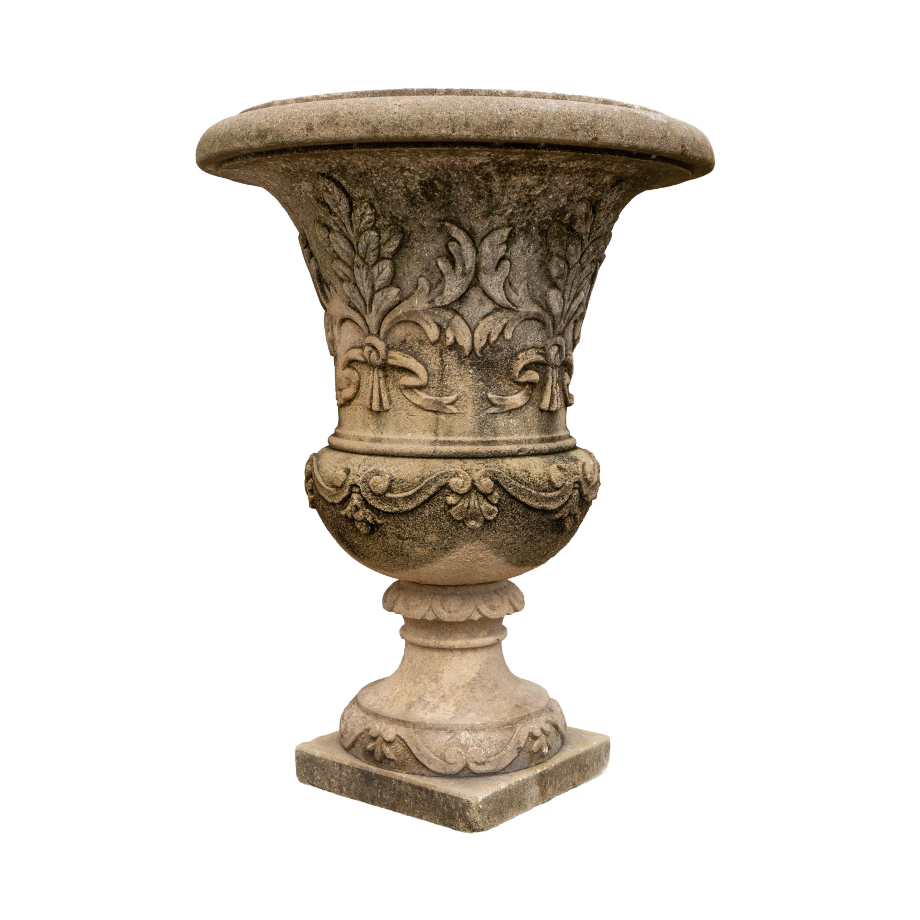 Italian Limestone Planter with Base 4
